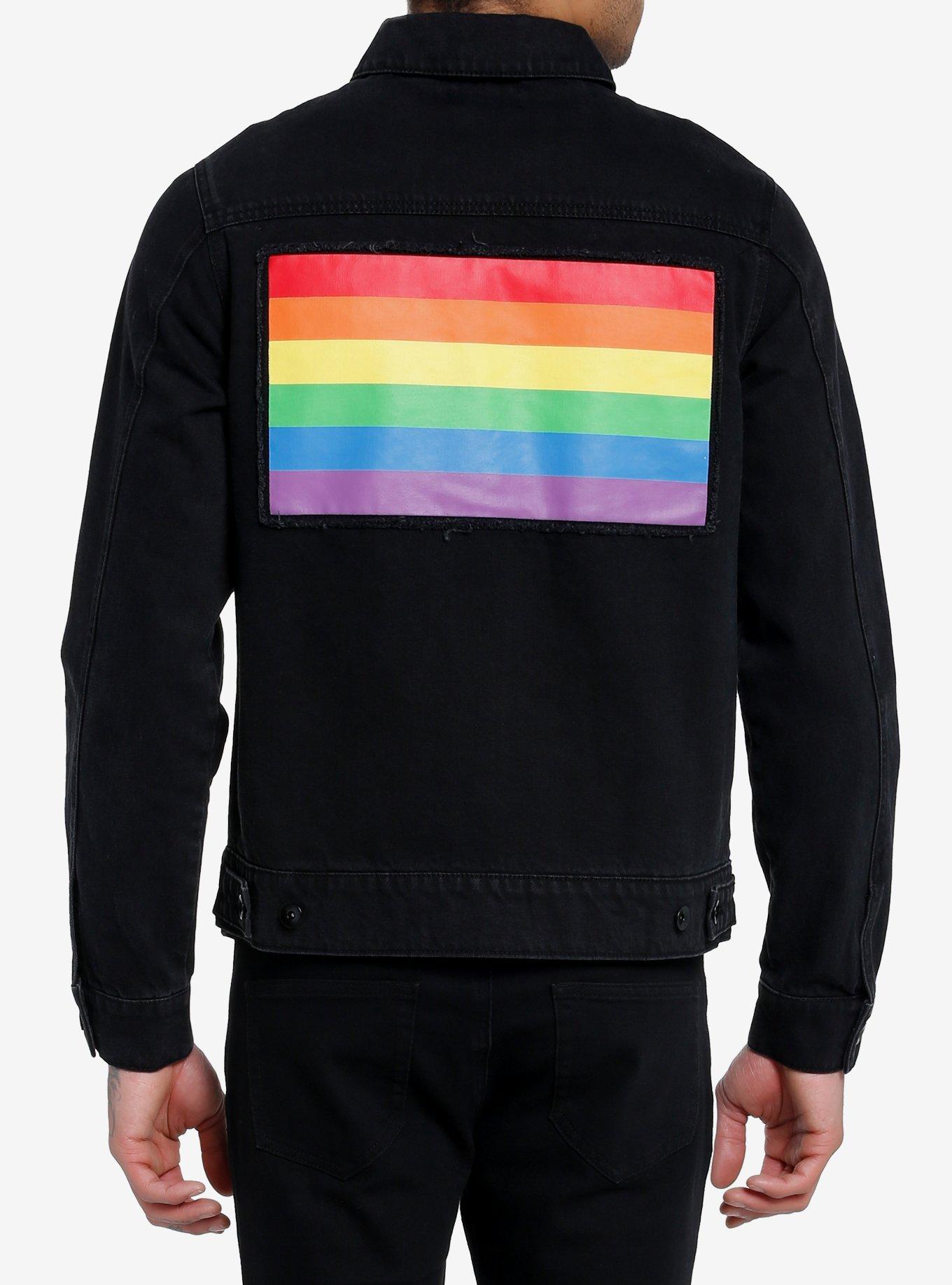 Social Collision Pride Denim Jacket, RAINBOW, hi-res