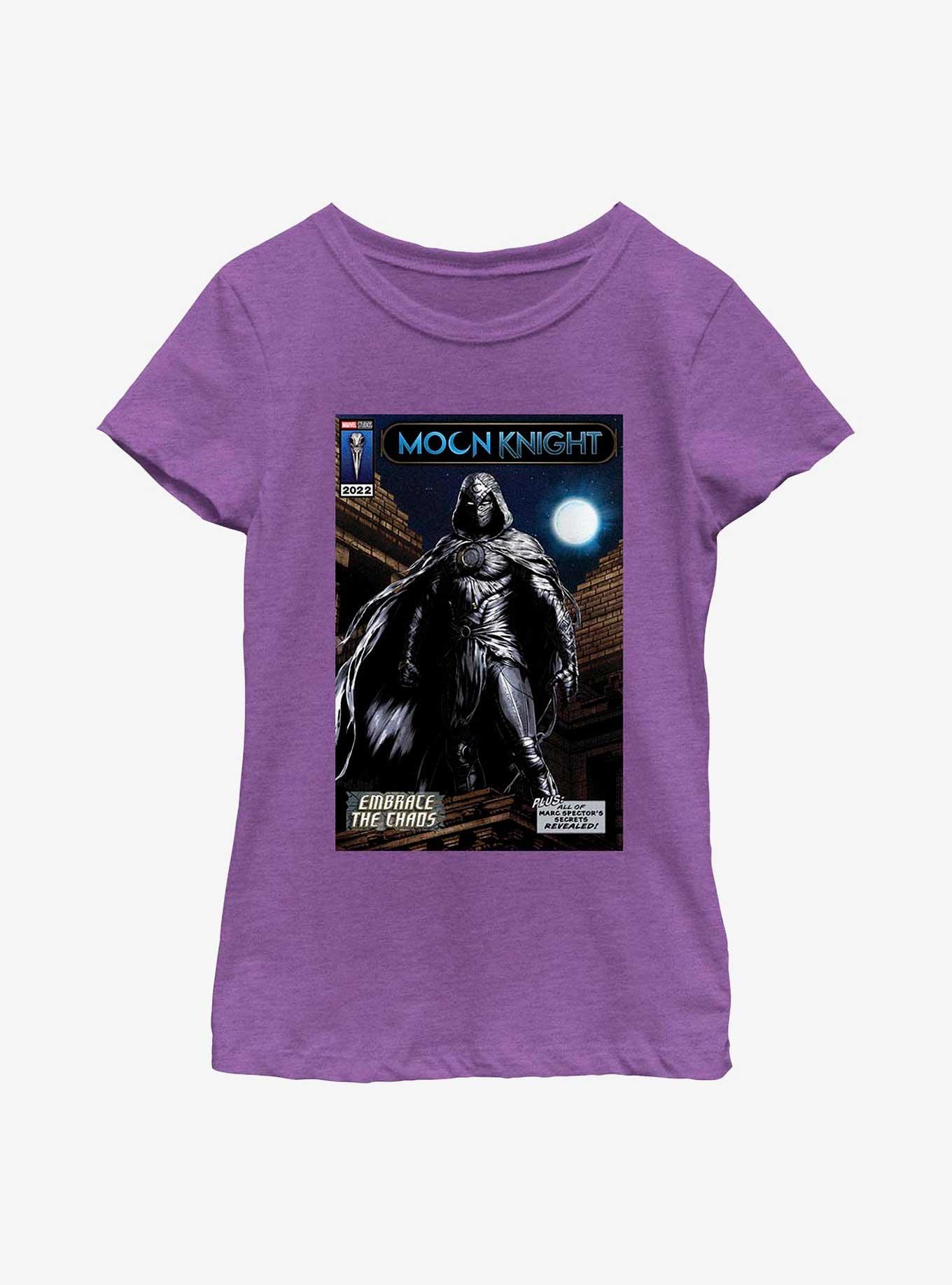 Marvel Moon Knight Embrace The Chaos Comic Cover Poster Youth Girls T-Shirt, PURPLE BERRY, hi-res
