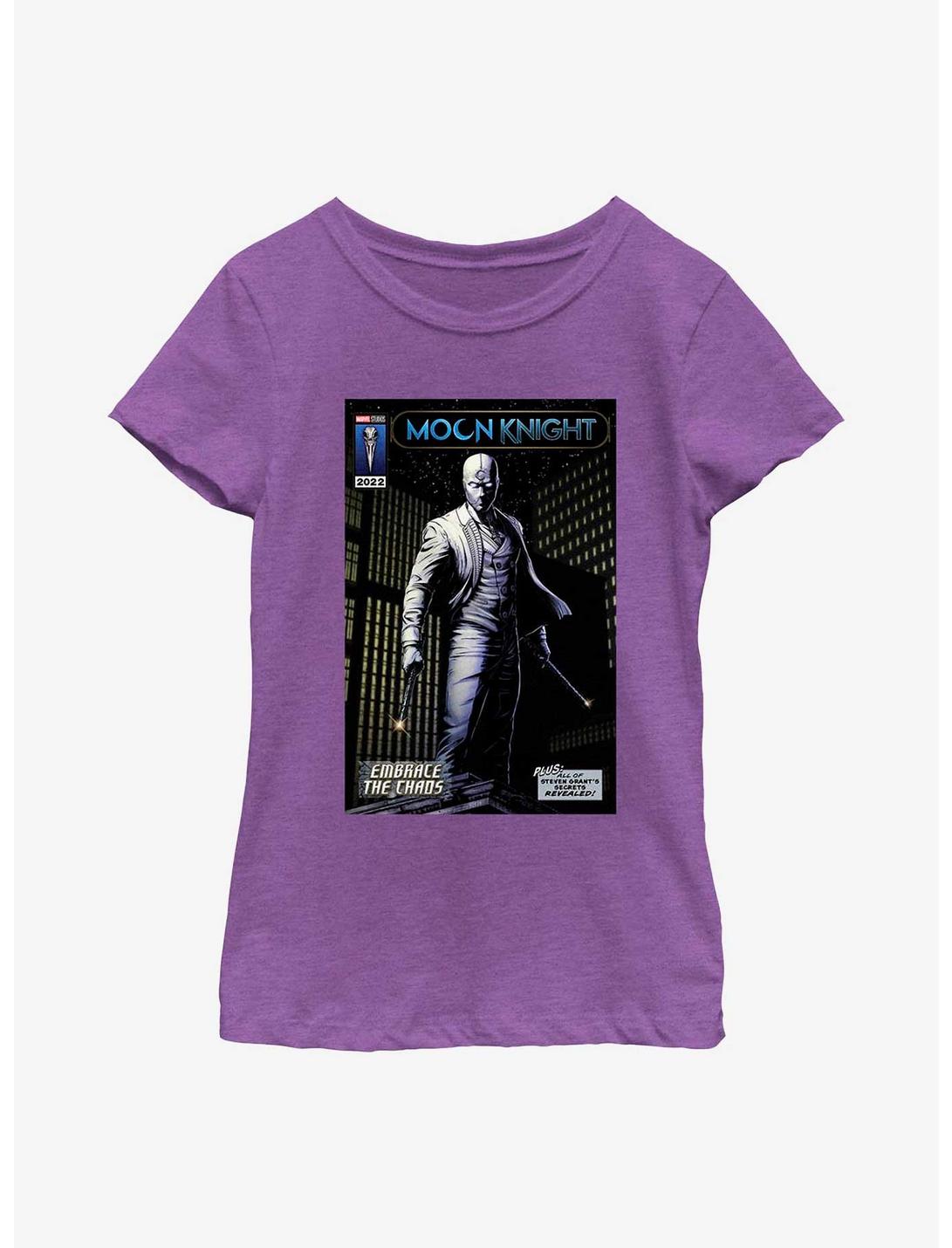 Marvel Moon Knight Embrace The Chaos Comic Cover Youth Girls T-Shirt, PURPLE BERRY, hi-res