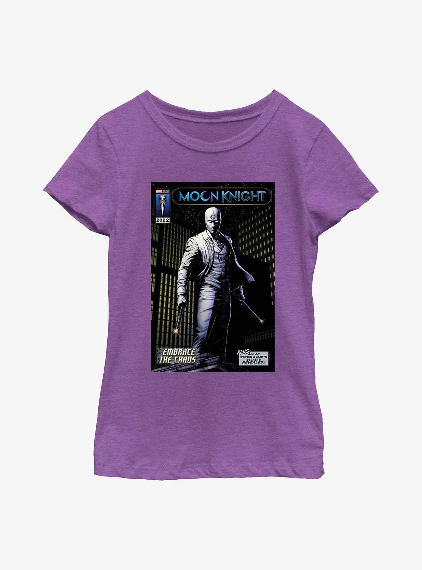 Marvel Moon Knight Embrace The Chaos Comic Cover Youth Girls T-Shirt, PURPLE BERRY, hi-res
