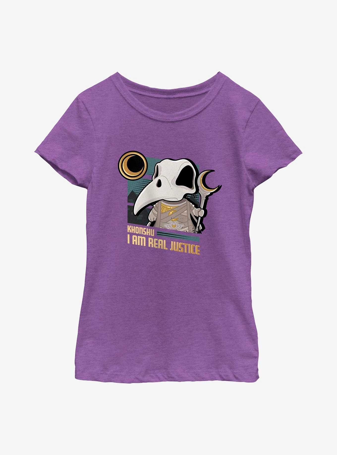 Marvel Moon Knight Khonshu I Am Real Justice Youth Girls T-Shirt, PURPLE BERRY, hi-res