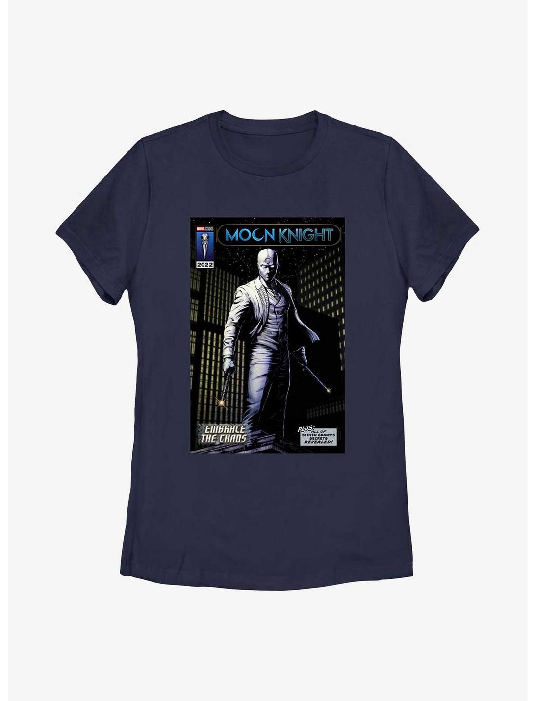 Marvel Moon Knight Embrace The Chaos Comic Cover Womens T-Shirt, NAVY, hi-res