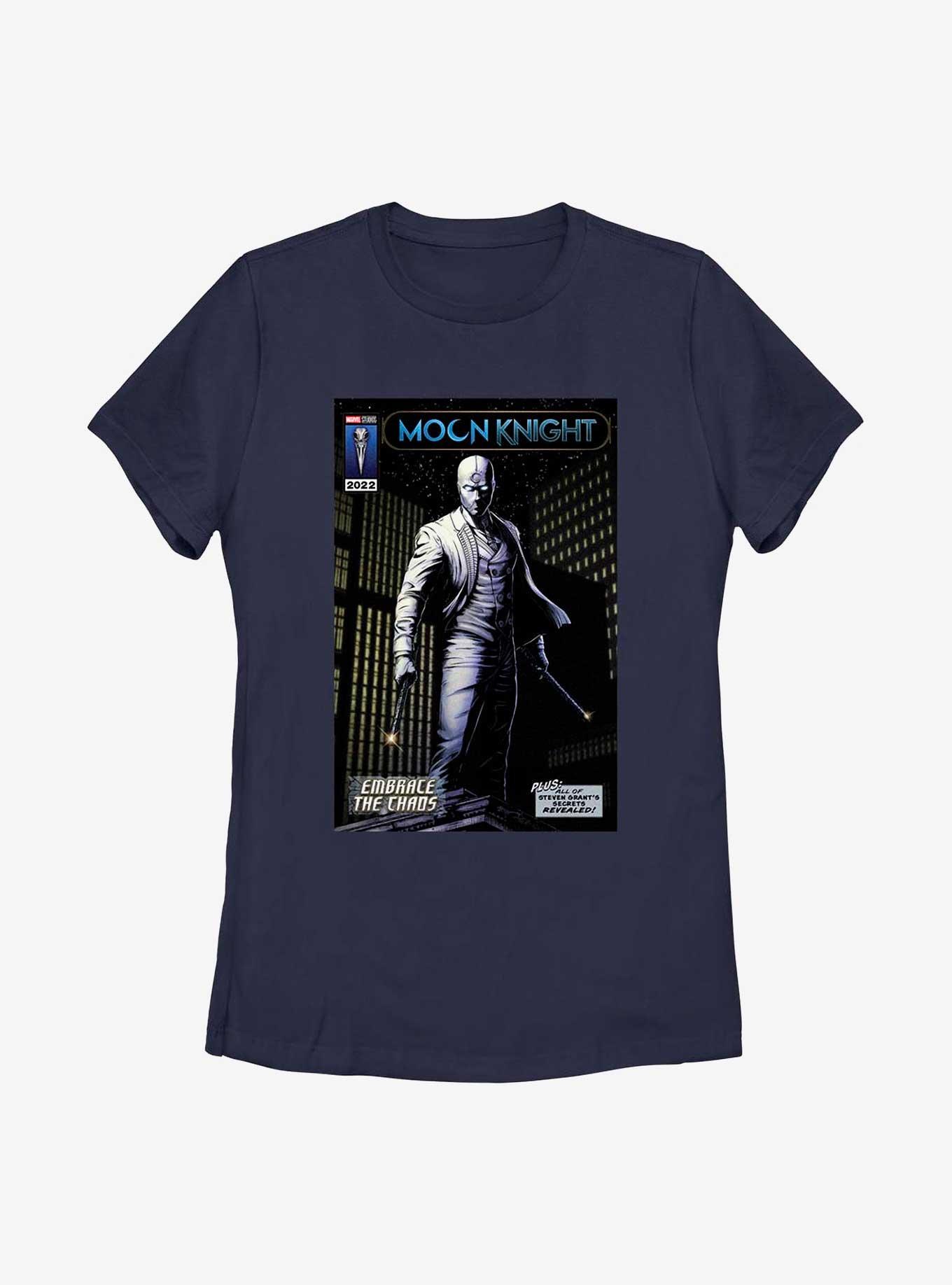 Marvel Moon Knight Embrace The Chaos Comic Cover Womens T-Shirt, NAVY, hi-res
