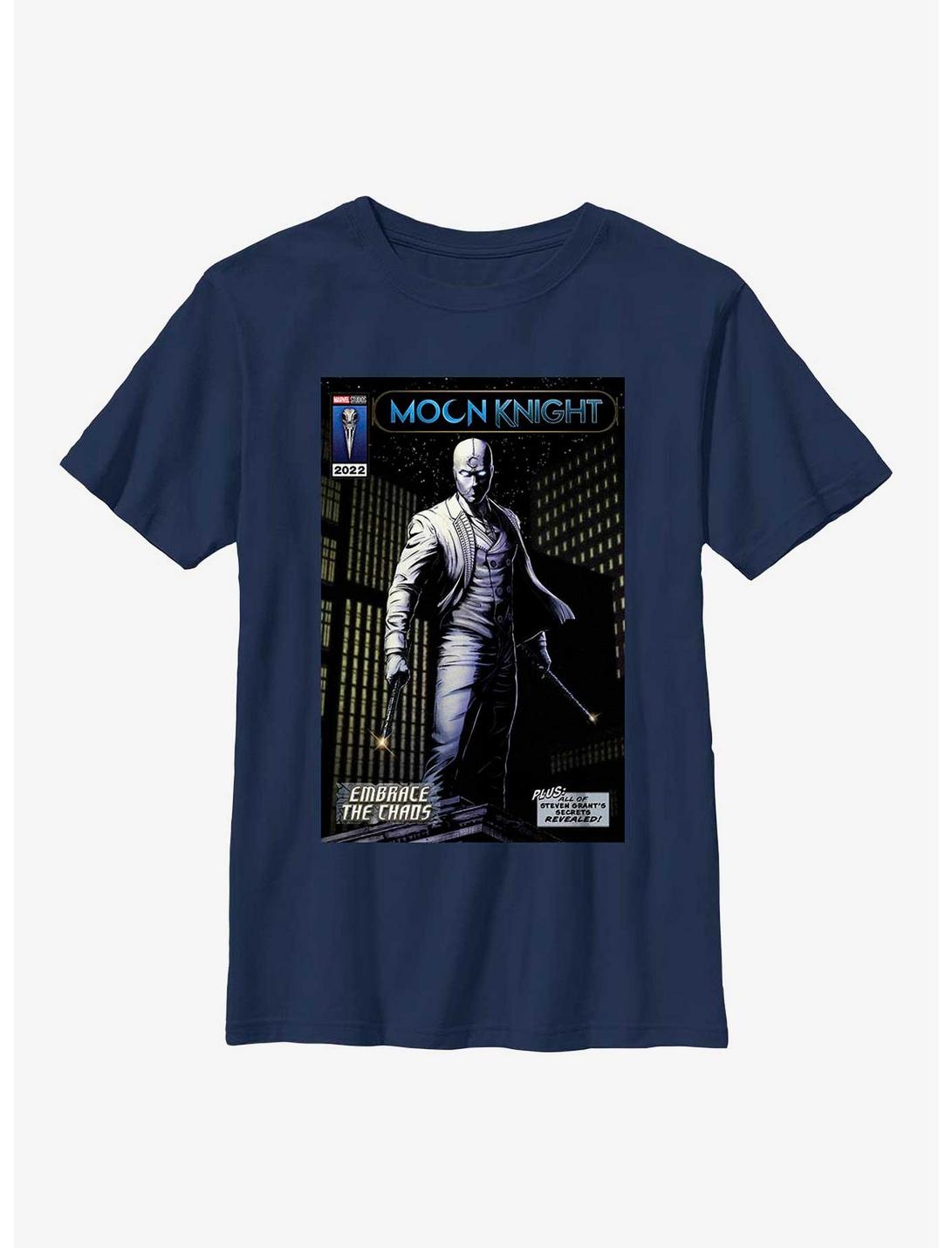 Marvel Moon Knight Embrace The Chaos Comic Cover Youth T-Shirt, NAVY, hi-res