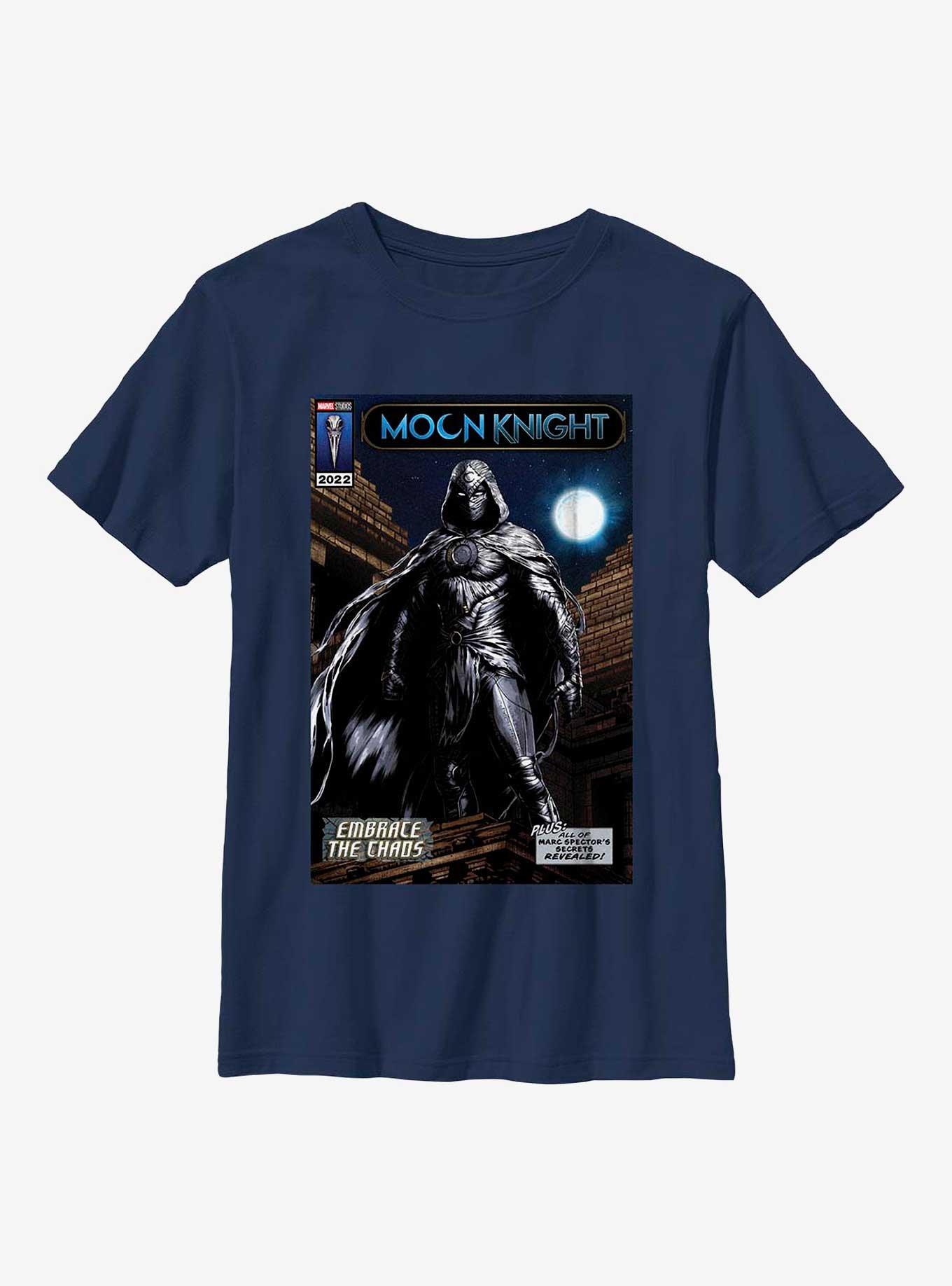 Marvel Moon Knight Embrace The Chaos Comic Cover Poster Youth T-Shirt, NAVY, hi-res