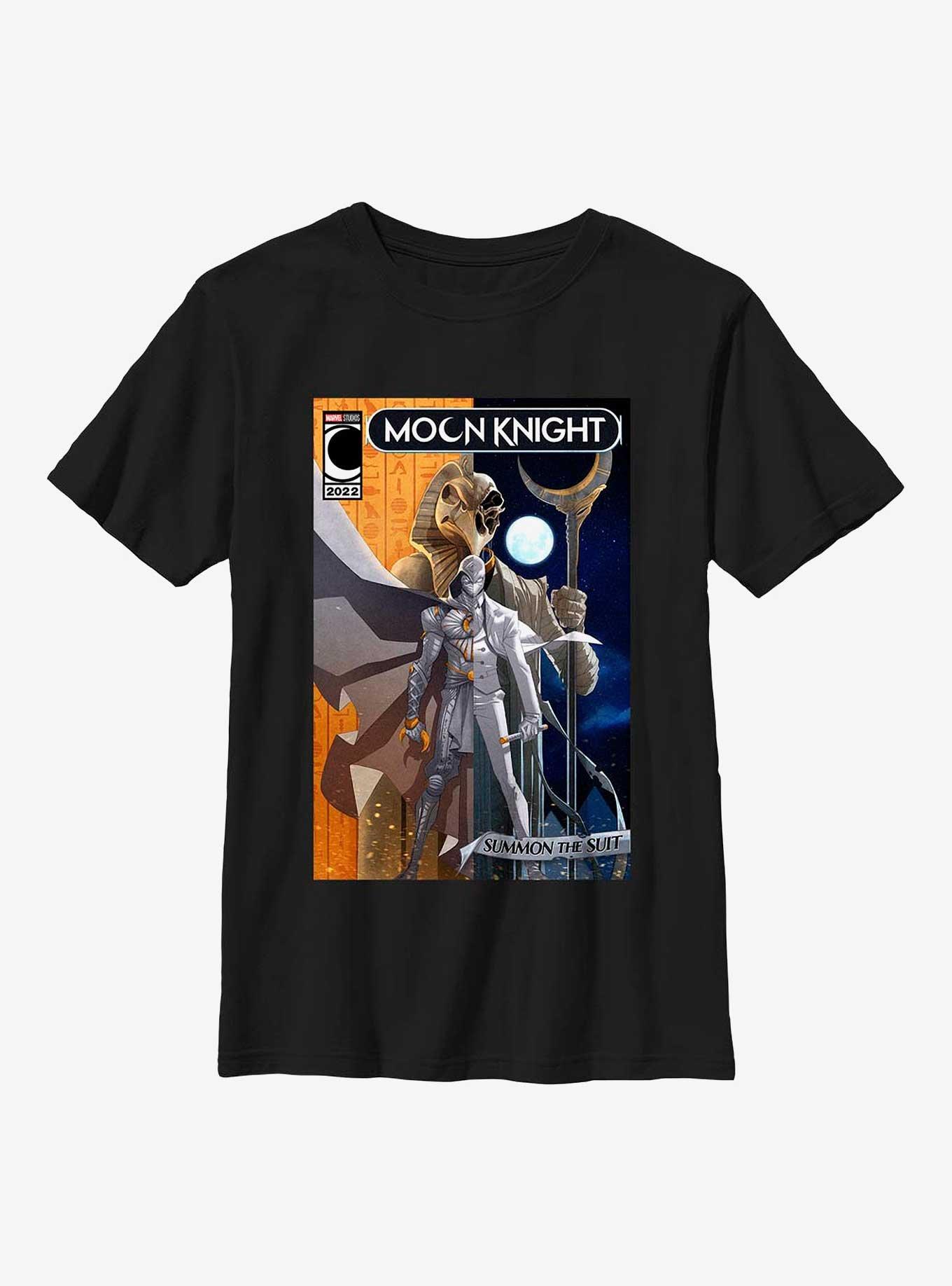 Marvel Moon Knight Summon The Suit Comic Cover Youth T-Shirt, BLACK, hi-res