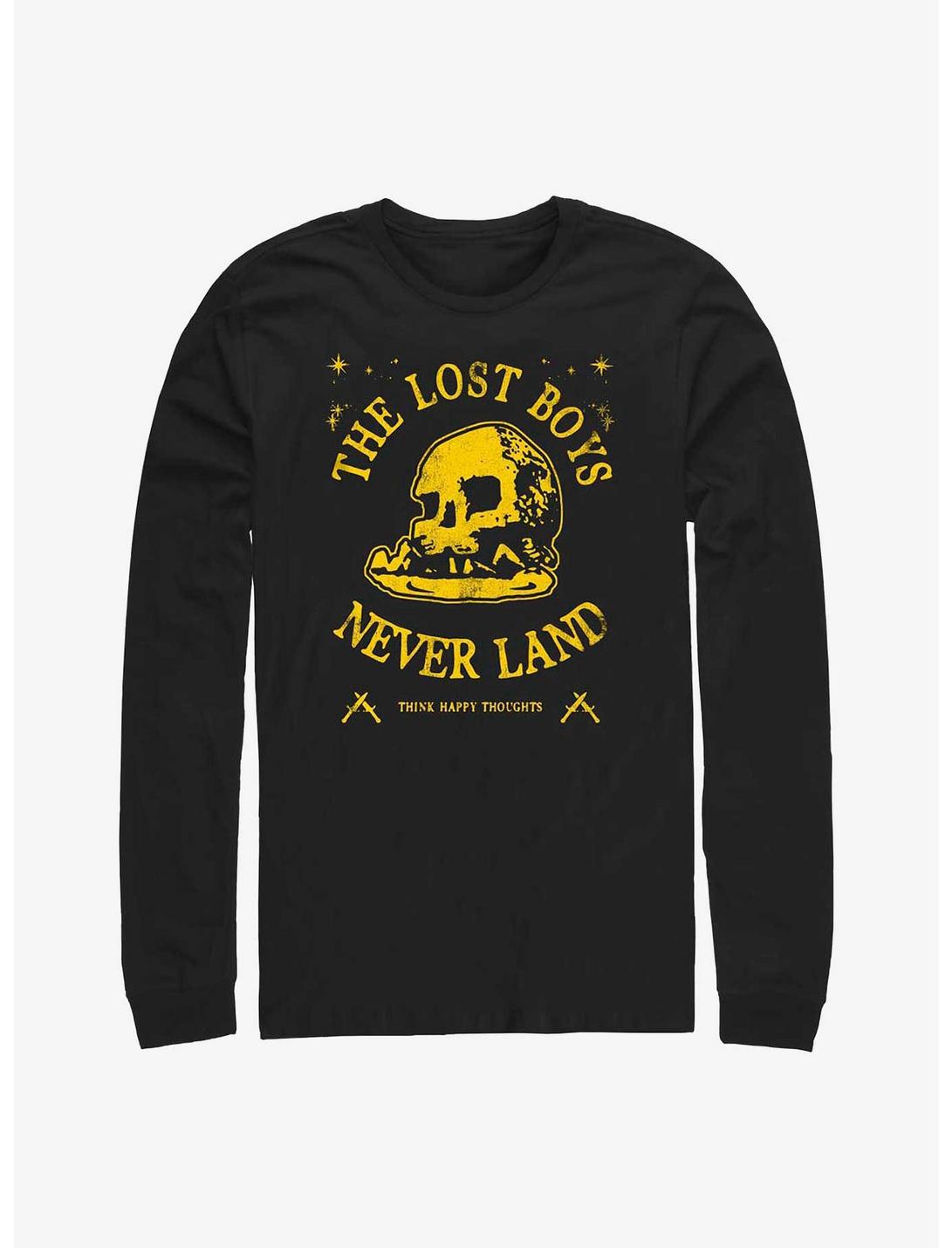 Disney Peter Pan The Lost Boys Never Land Yellow Skull Rock Long-Sleeve T-Shirt, BLACK, hi-res
