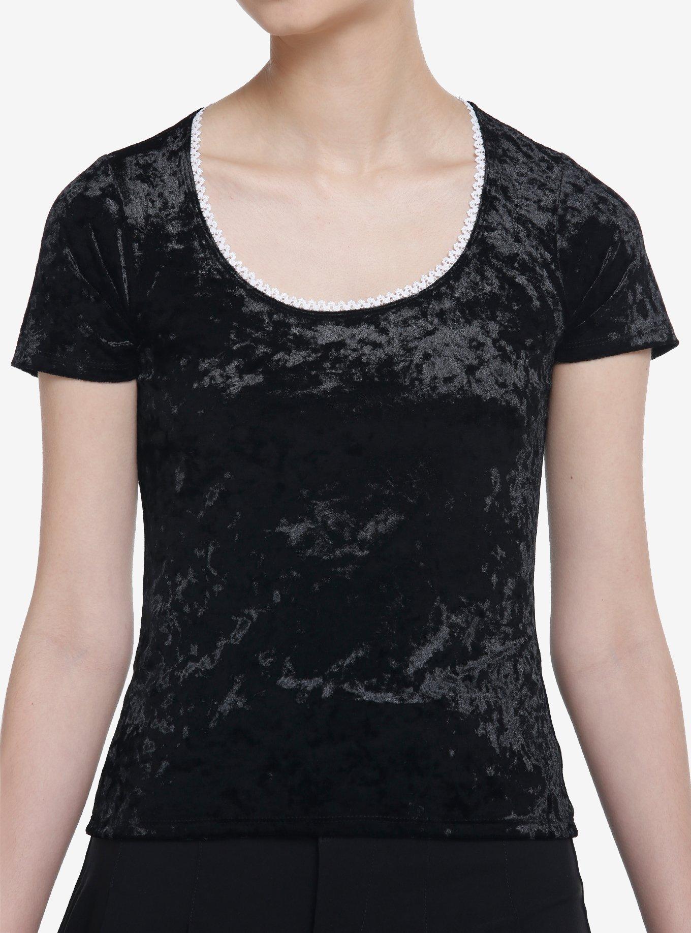 Black Velvet Girls Top, BLACK, hi-res
