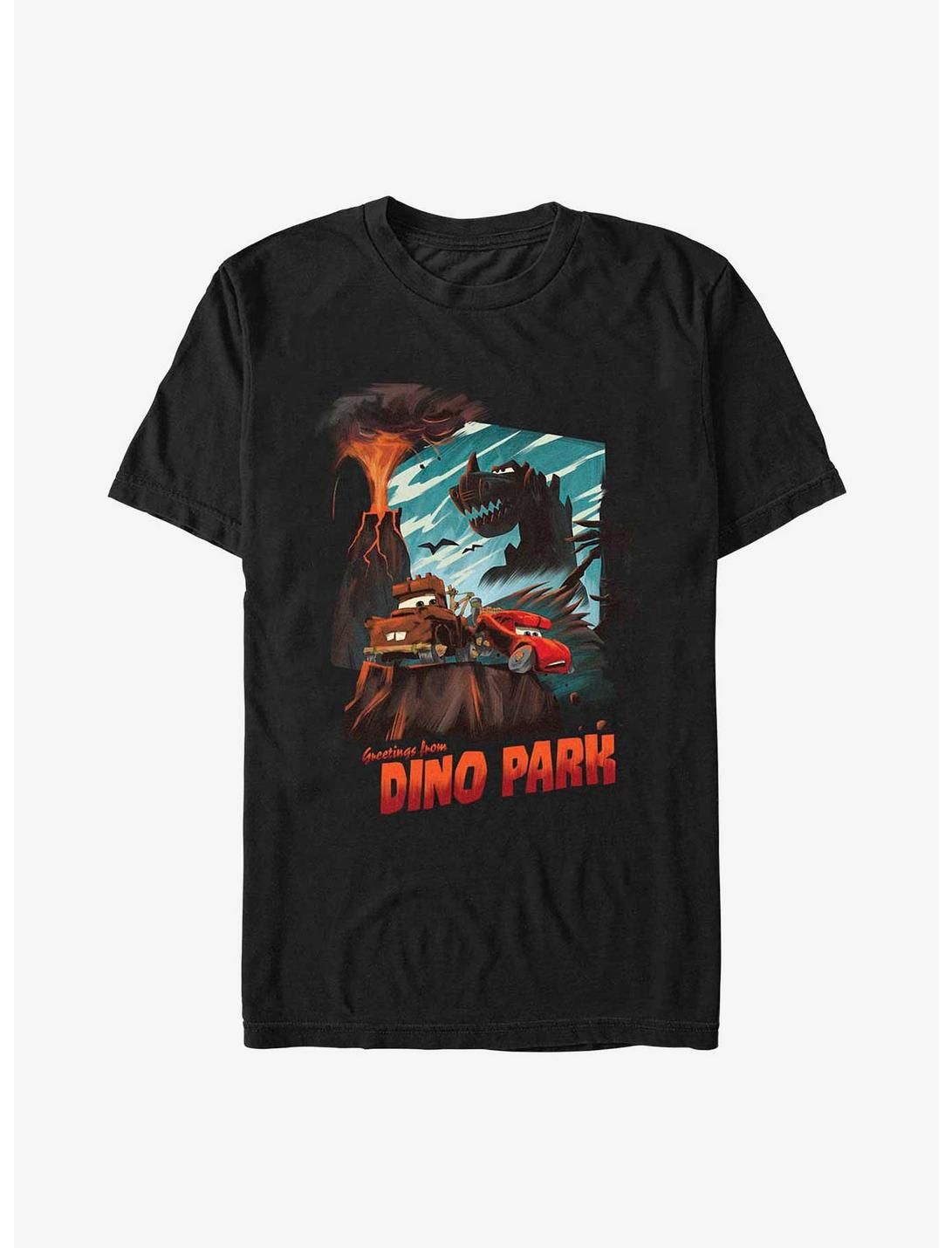 Disney Pixar Cars Greetings From Dino Park Postcard T-Shirt, BLACK, hi-res