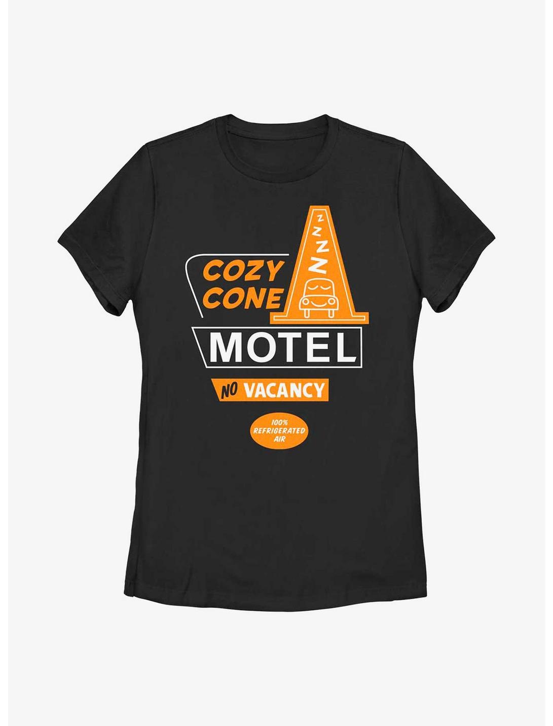 Disney Pixar Cars Cozy Cone Motel Womens T-Shirt, BLACK, hi-res