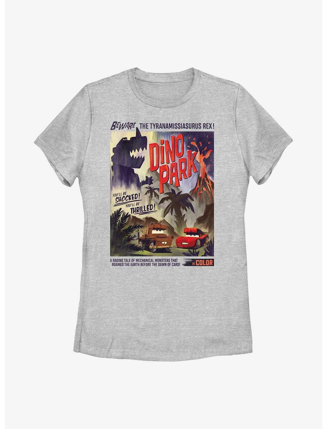 Disney Pixar Cars Dino Park Retro Poster Womens T-Shirt, ATH HTR, hi-res