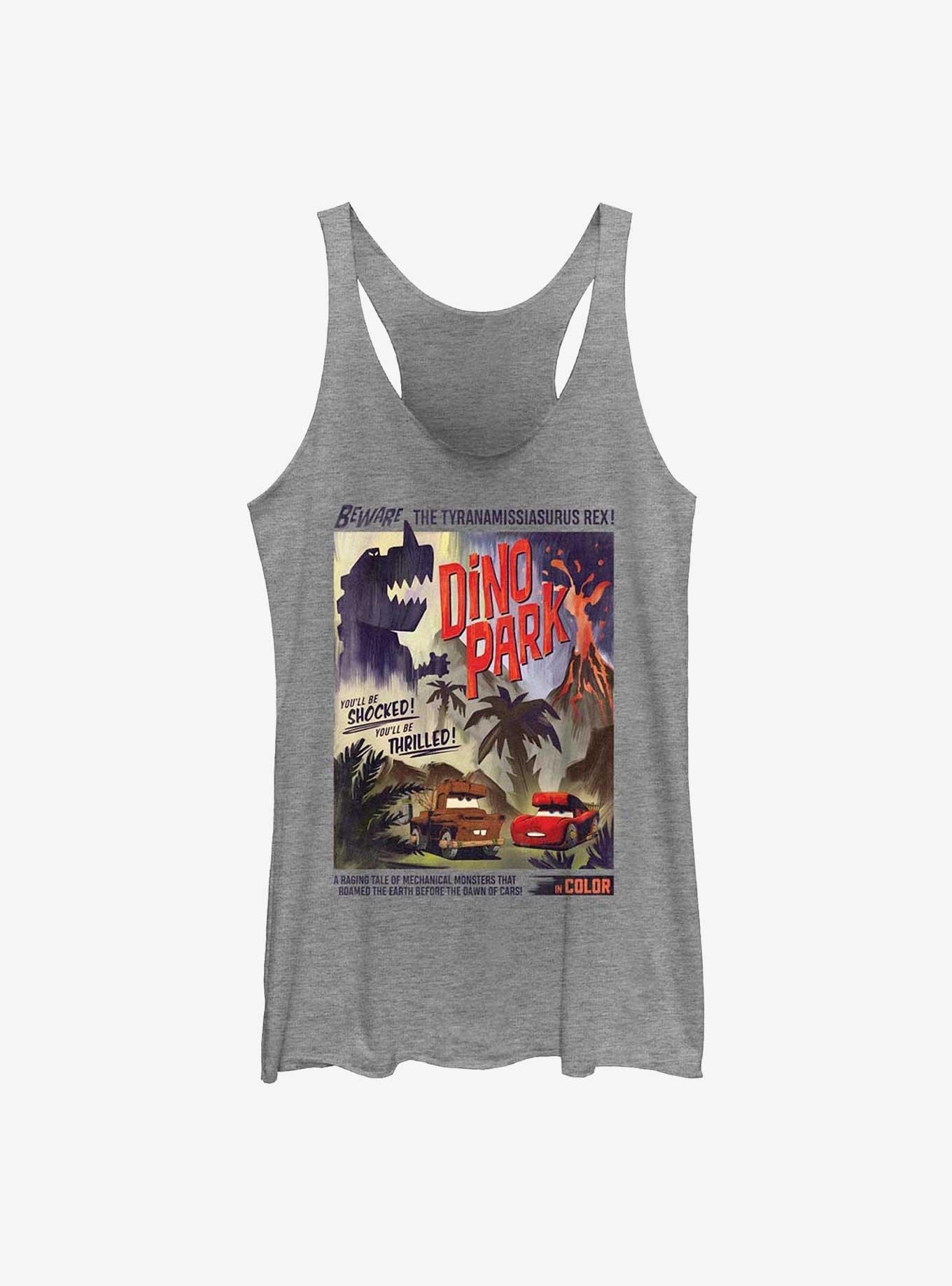Disney Pixar Cars Dino Park Retro Poster Womens Tank Top, , hi-res