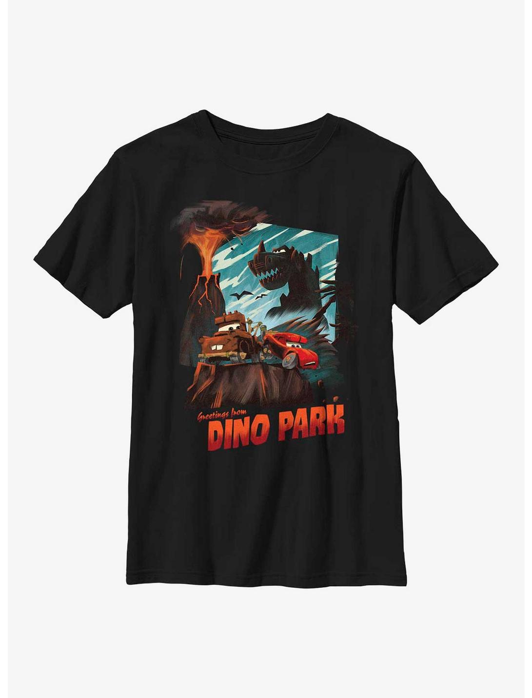 Disney Pixar Cars Greetings From Dino Park Postcard Youth T-Shirt, BLACK, hi-res