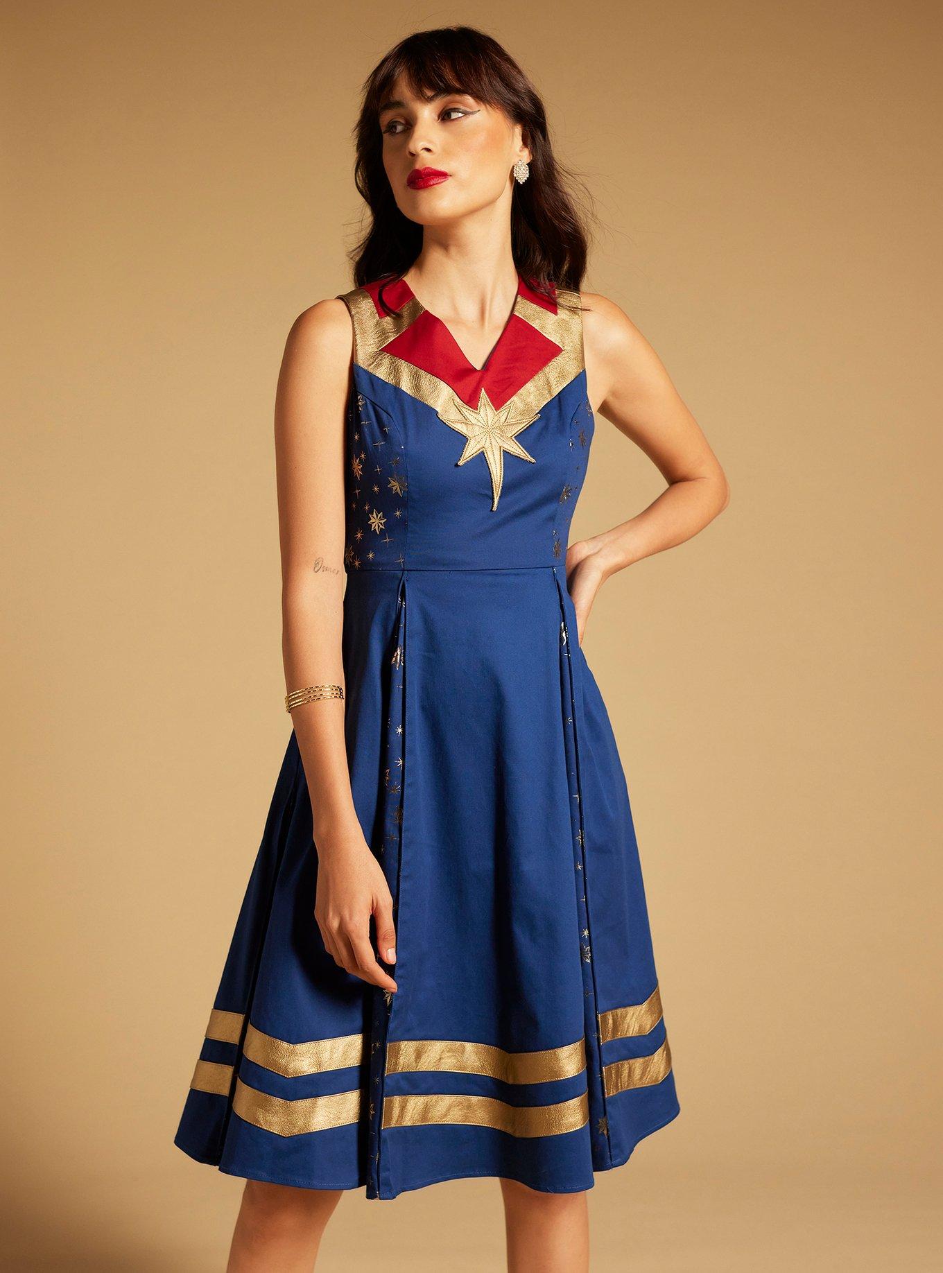 Her Universe Marvel The Marvels Captain Marvel Retro Dress Her Universe  Exclusive | Her Universe