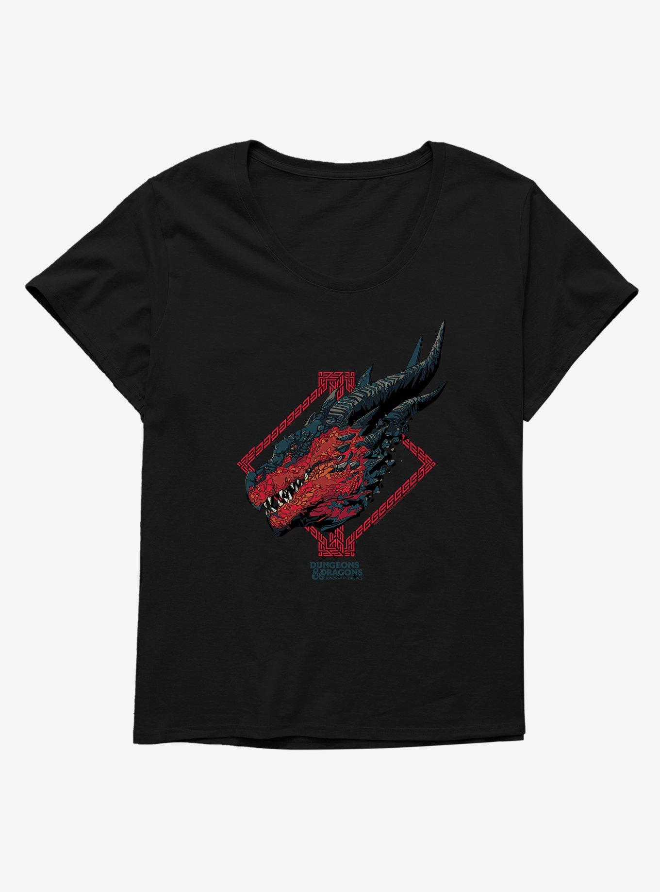 Dungeons & Dragons: Honor Among Thieves Red Dragon Profile Girls T-Shirt Plus Size, BLACK, hi-res