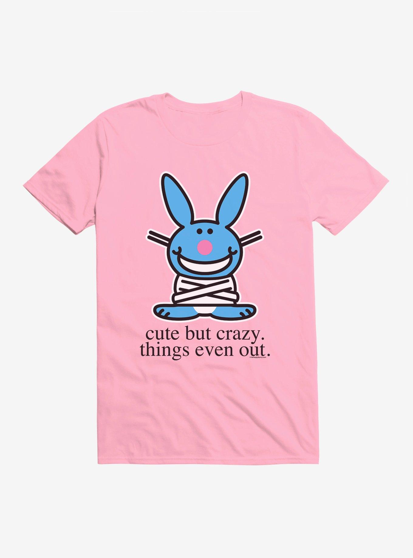 It's Happy Bunny Cute But Crazy T-Shirt, CHARITY PINK, hi-res