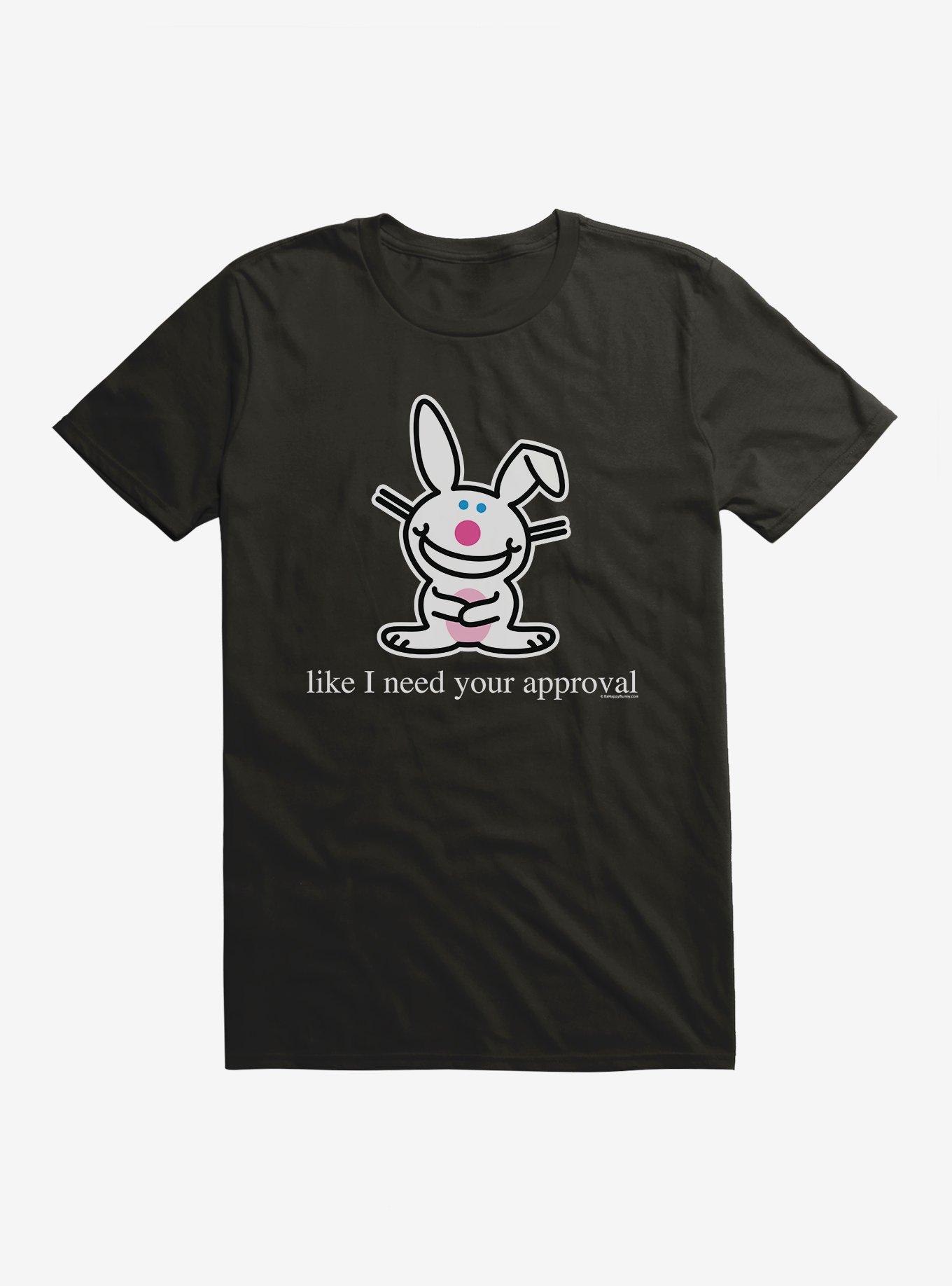 It's Happy Bunny Don't Need Your Approval T-Shirt, BLACK, hi-res