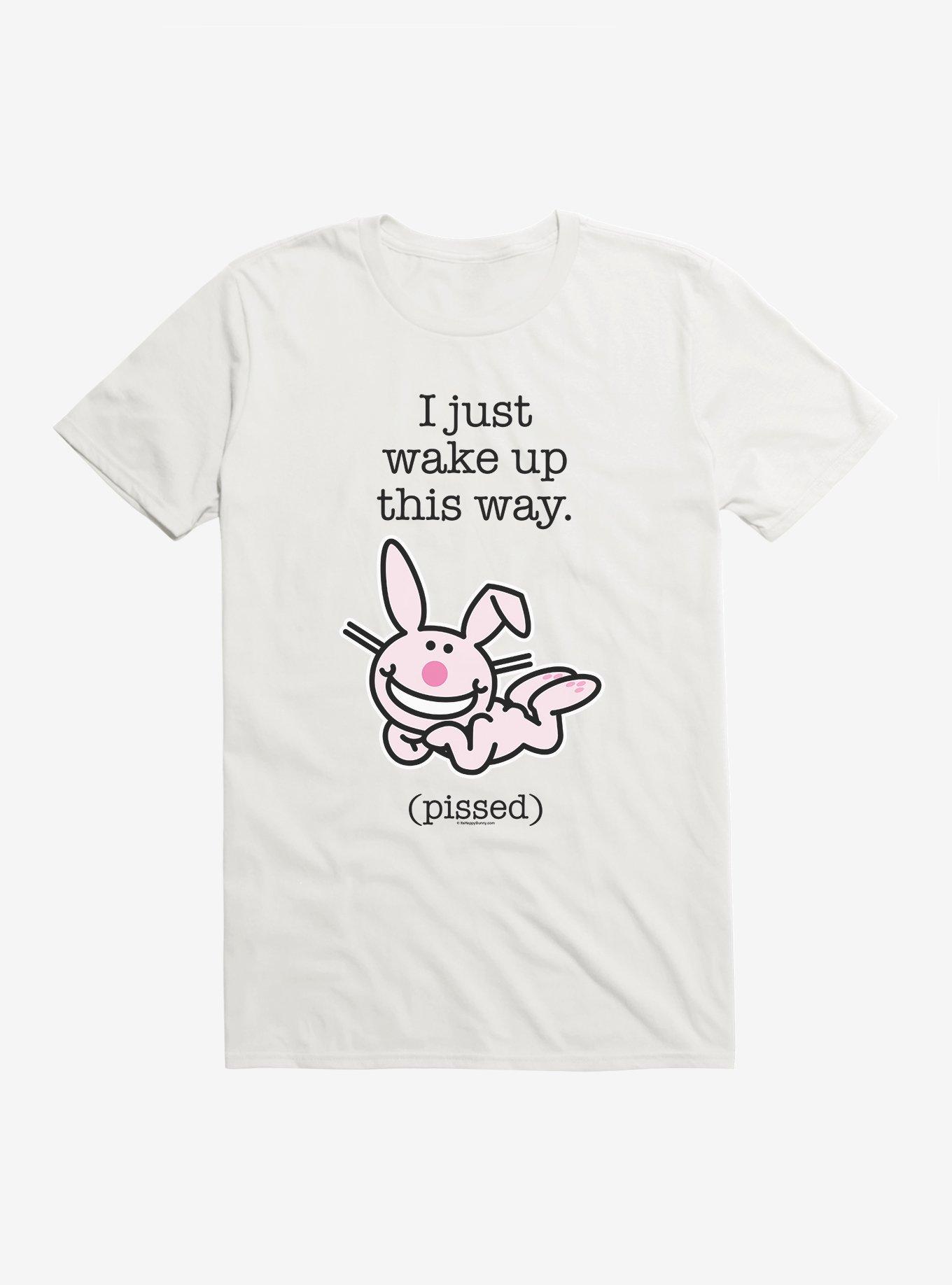 It's Happy Bunny I Wake Up Pissed T-Shirt, WHITE, hi-res