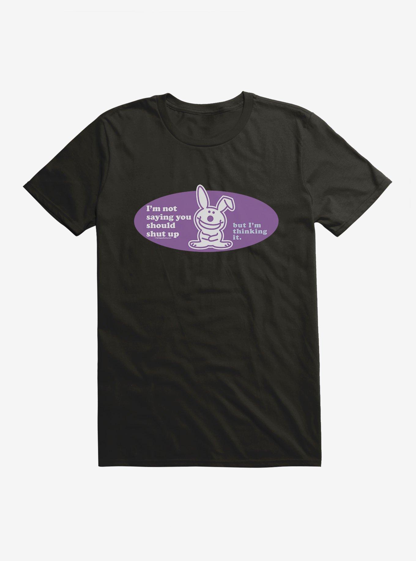 It's Happy Bunny You Should Shut Up T-Shirt, BLACK, hi-res