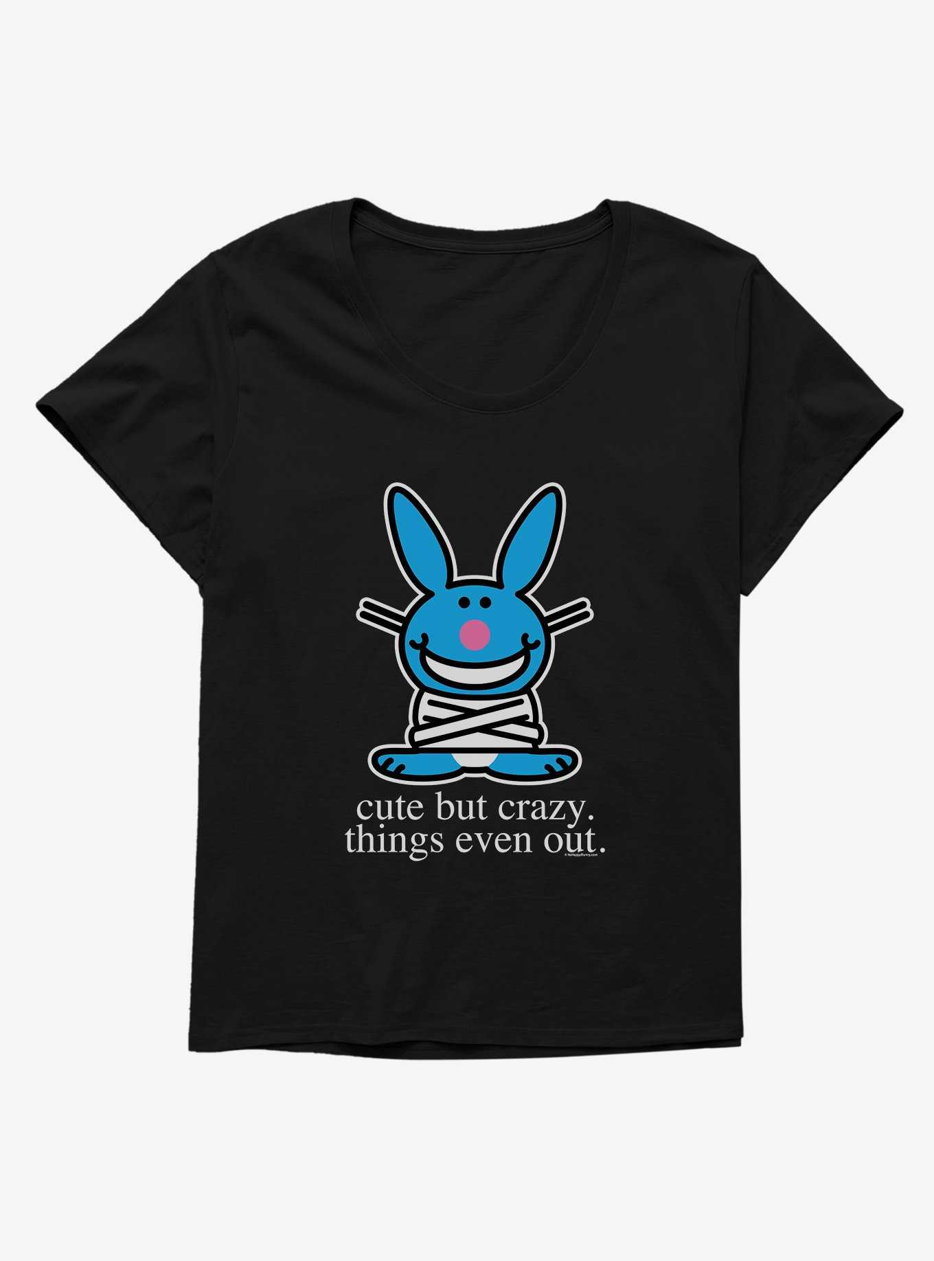 It's Happy Bunny Cute But Crazy Girls T-Shirt Plus Size, , hi-res