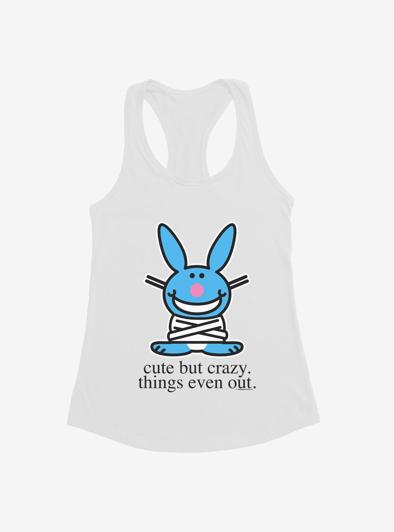 It's Happy Bunny Cute But Crazy Girls Tank, WHITE, hi-res