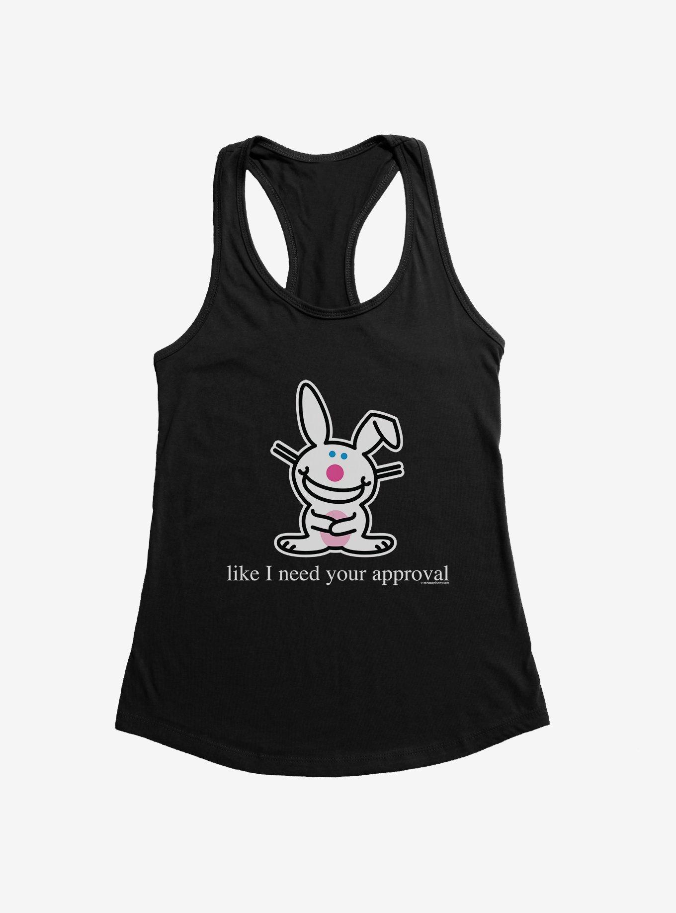 It's Happy Bunny Don't Need Your Approval Girls Tank, BLACK, hi-res