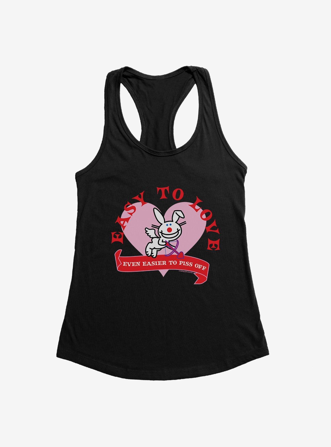 It's Happy Bunny Easy To Love Girls Tank, BLACK, hi-res