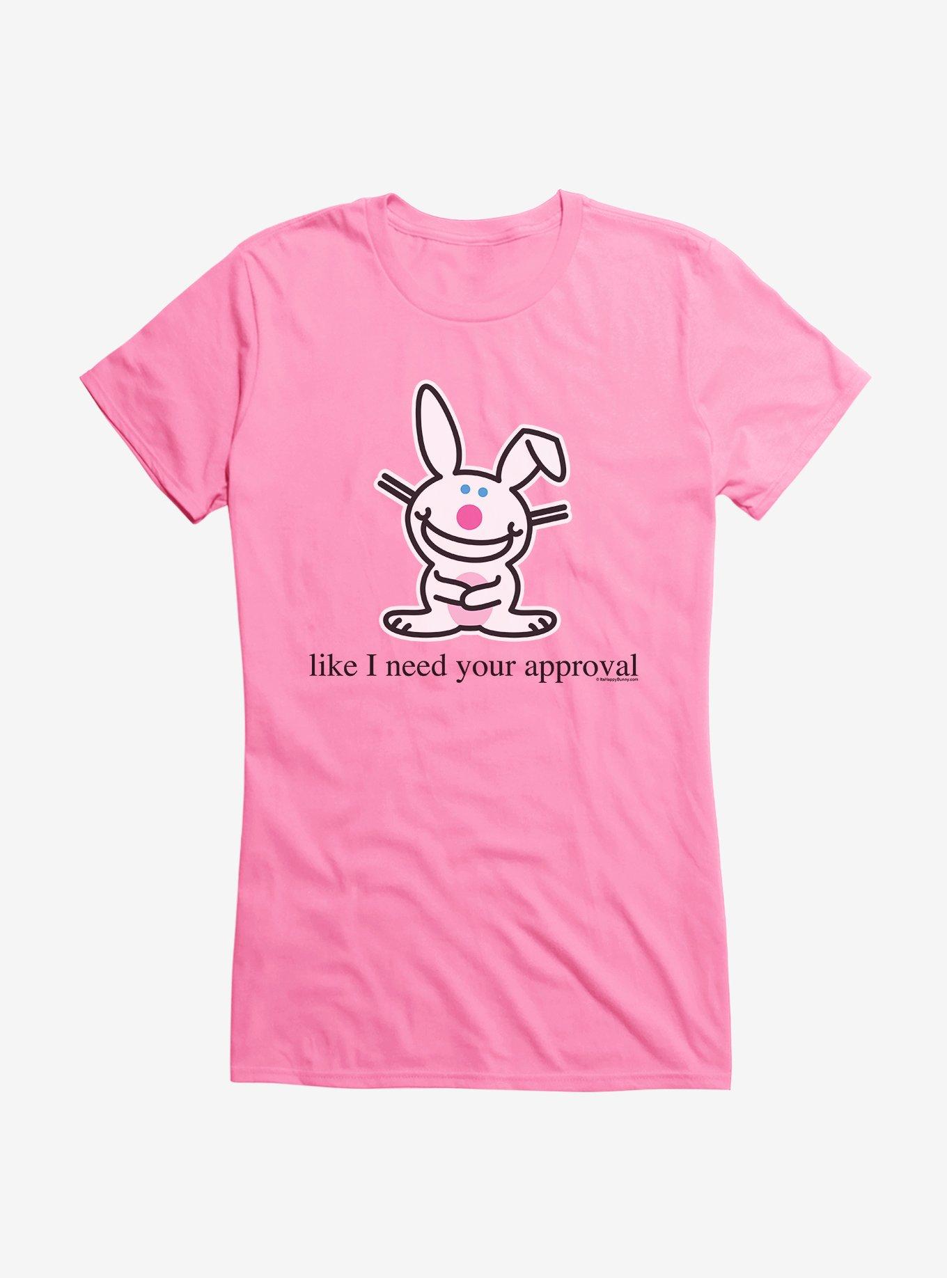 It's Happy Bunny Don't Need Your Approval Girls T-Shirt, CHARITY PINK, hi-res