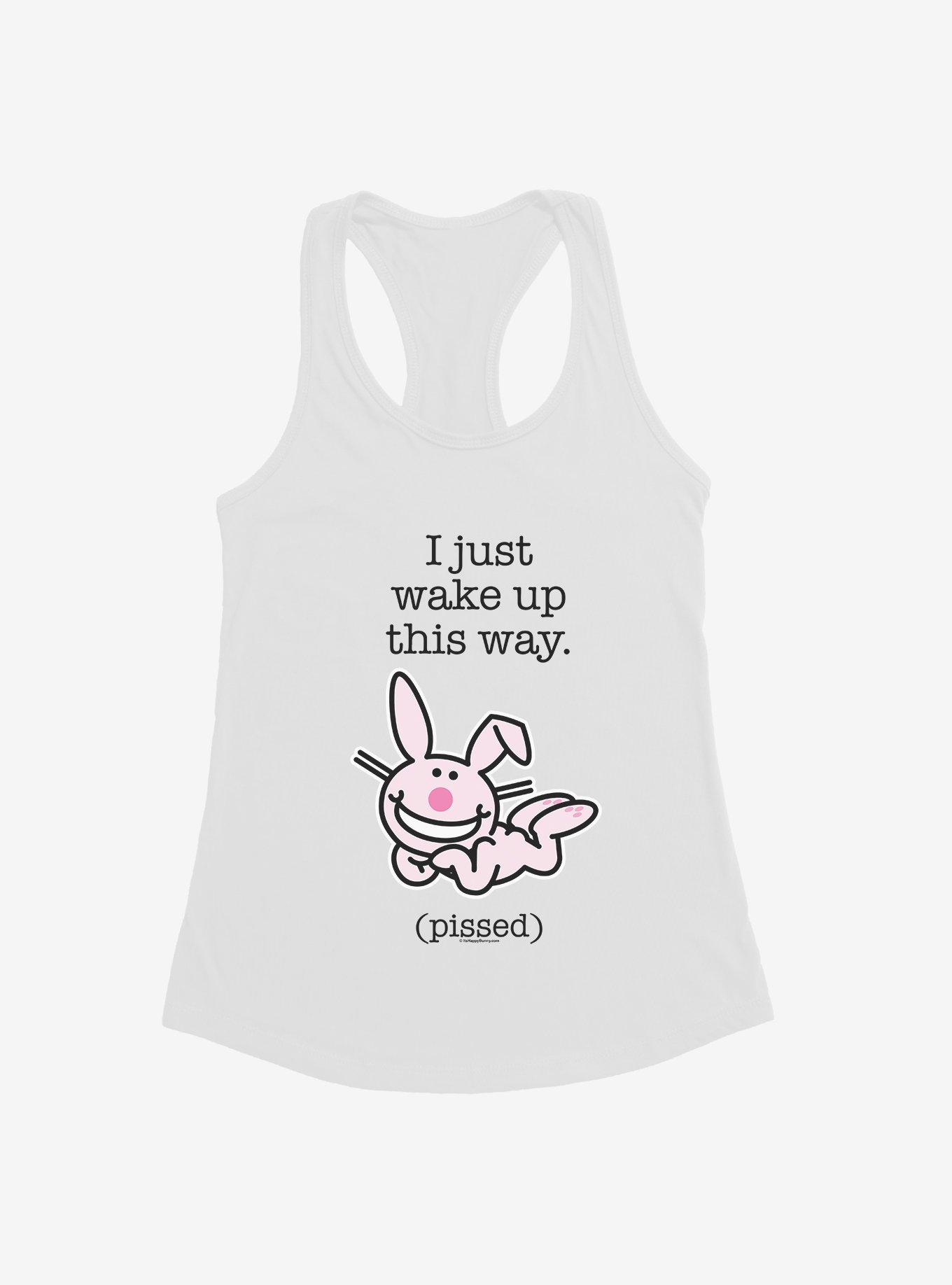 It's Happy Bunny I Wake Up Pissed Girls Tank, WHITE, hi-res
