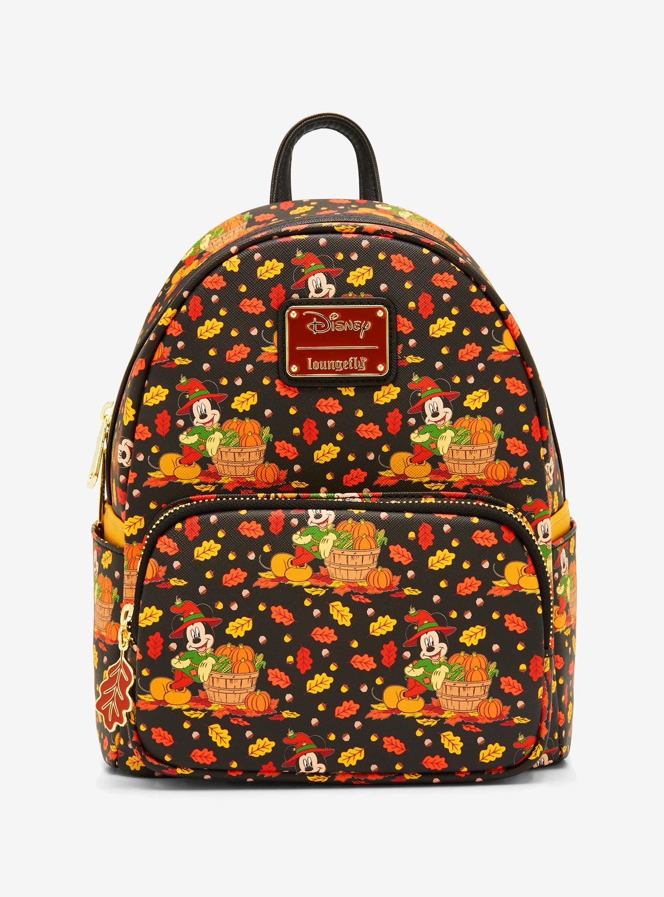 Loungefly Disney Mickey Mouse Fall Foliage Allover Print Mini Backpack BoxLunch Exclusive