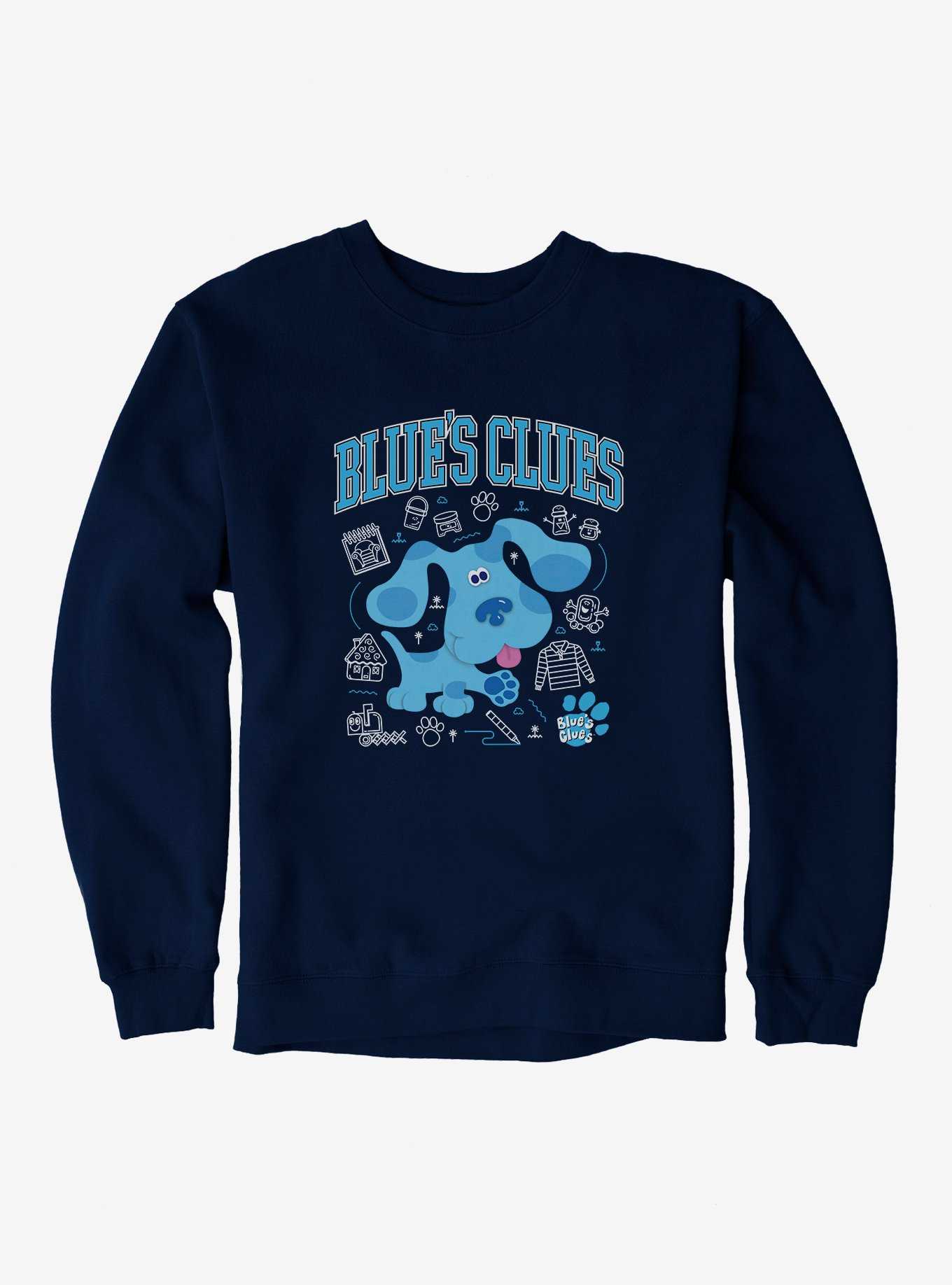 Blue's Clues Collegiate Font Icons Sweatshirt, , hi-res