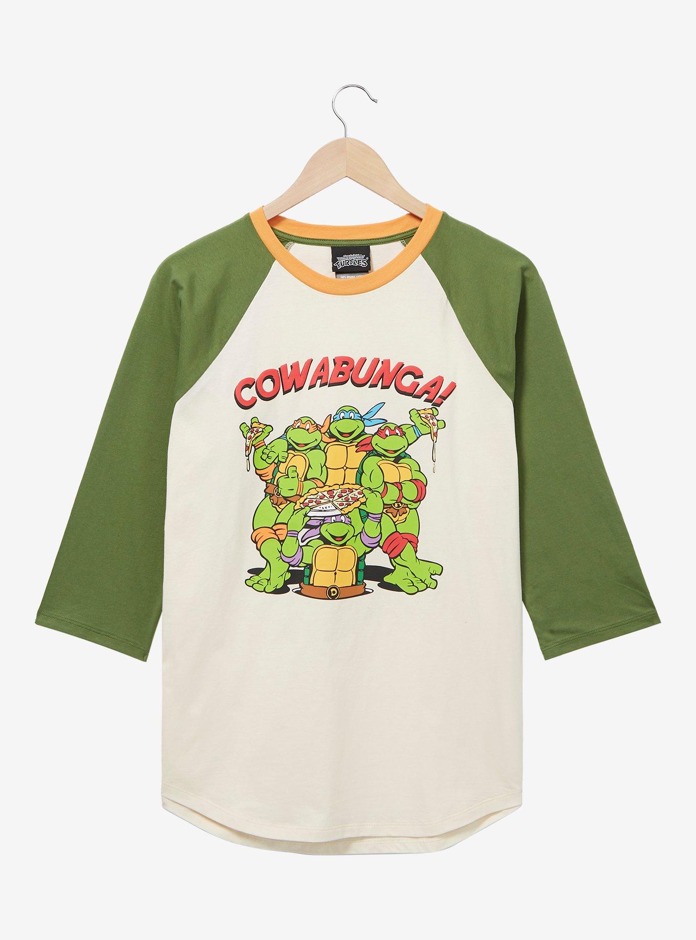 Teenage Mutant Ninja Turtles Officially Licensed Group Baseball 3/4 Sleeve  T-Shirt (Black-White)