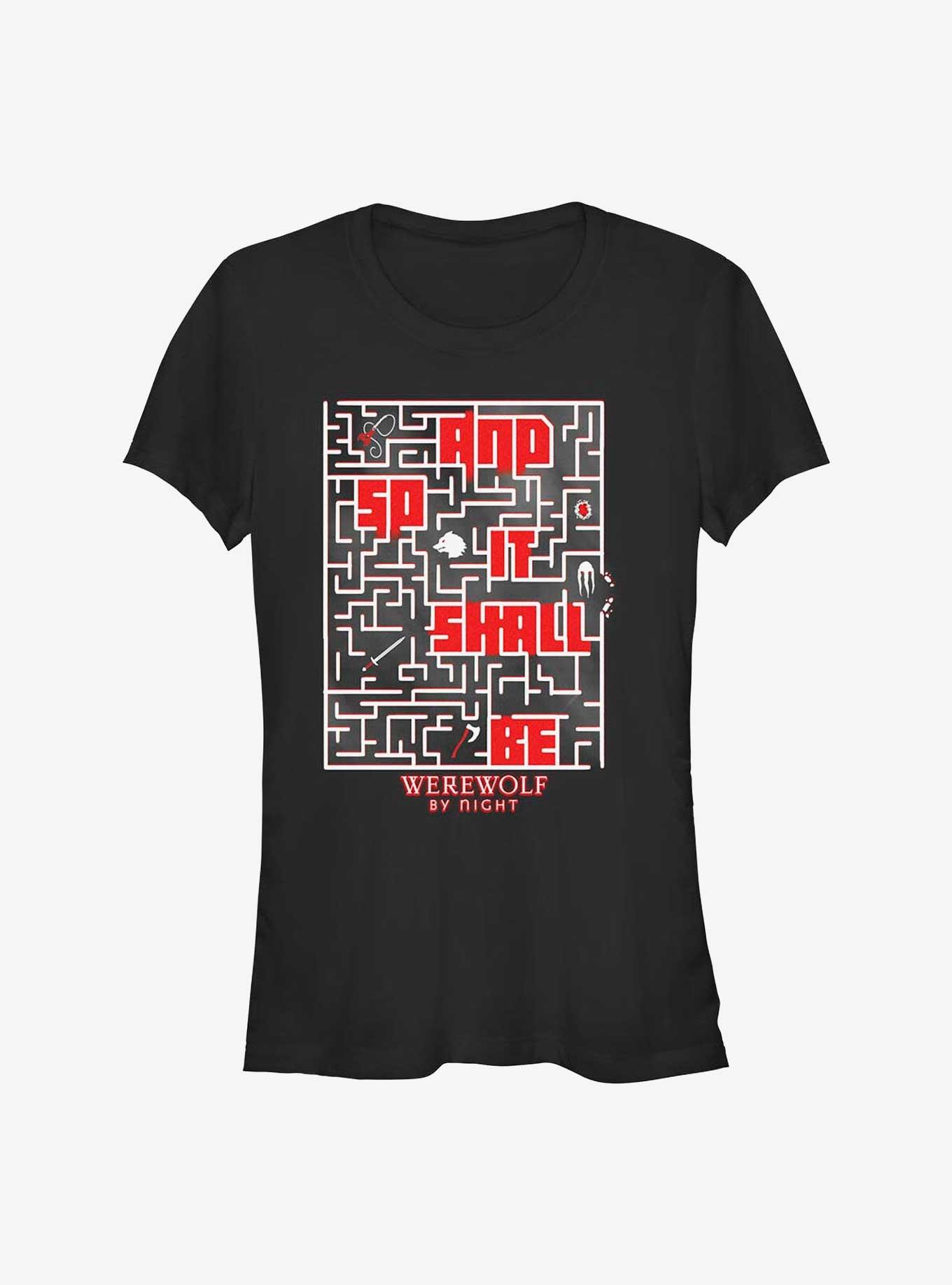 Marvel Studios' Special Presentation: Werewolf By Night And So It Shall Be Maze Girls T-Shirt, BLACK, hi-res