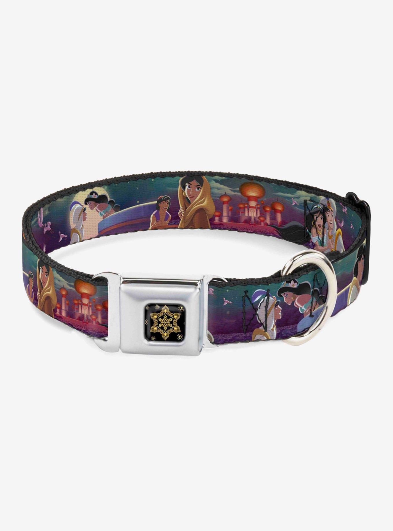 Disney Aladdin Jasmine Scenes Castle Birds Seatbelt Buckle Dog Collar, MULTICOLOR, hi-res