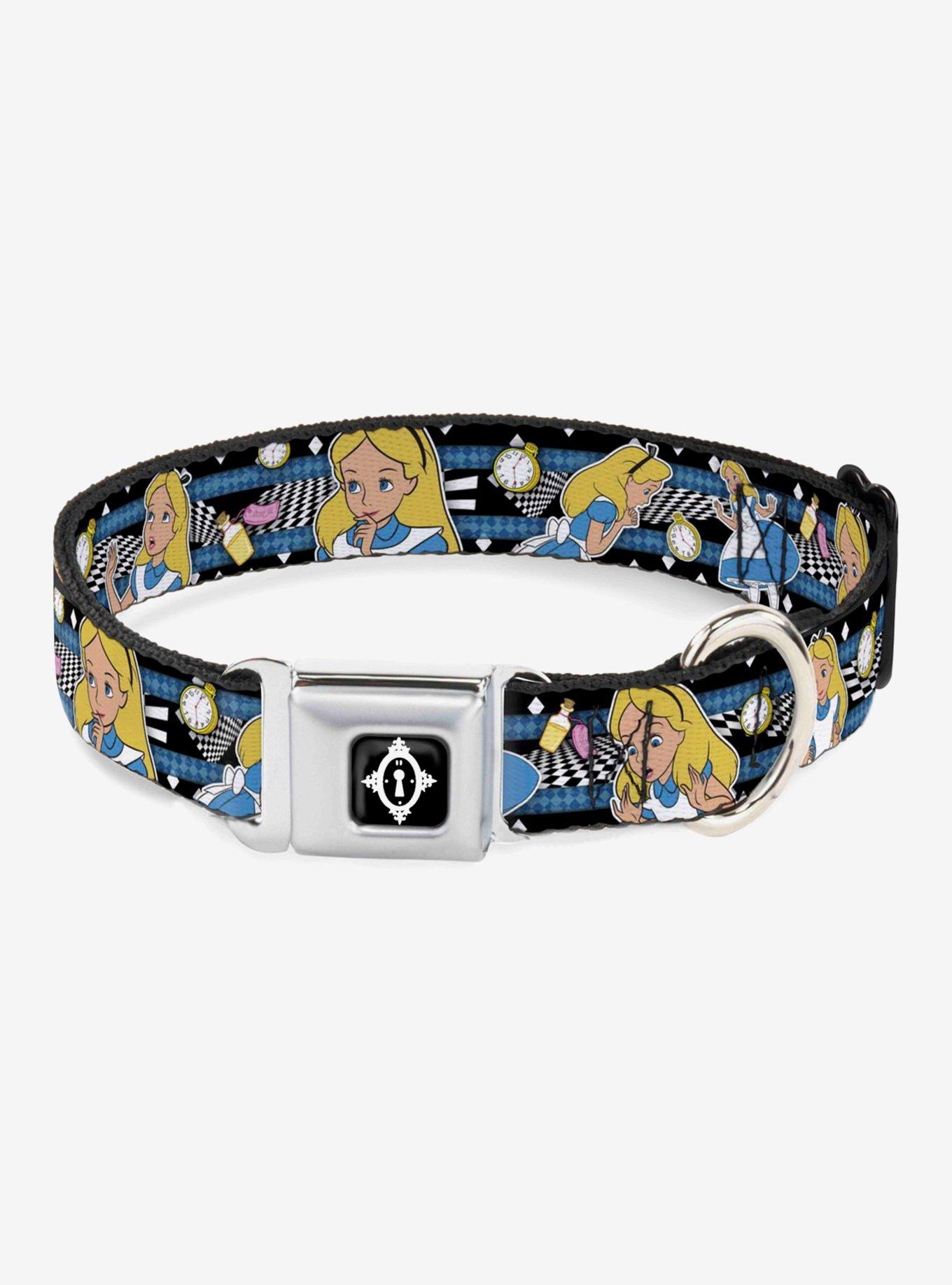 Disney Alice In Wonderland Clock Bottle Seatbelt Buckle Dog Collar, , hi-res