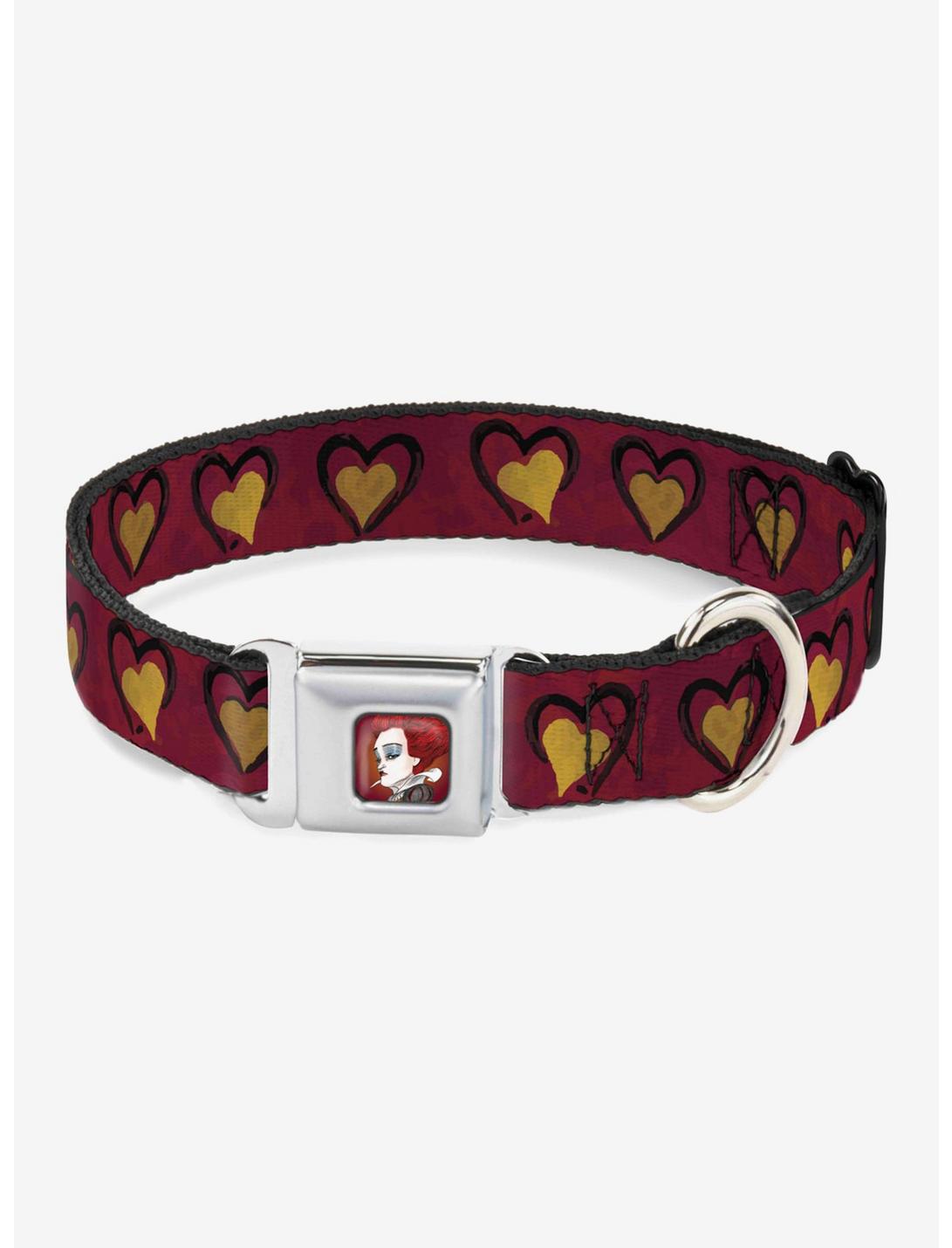 Disney Alice In Wonderland Queens Hearts Seatbelt Buckle Dog Collar, RED, hi-res