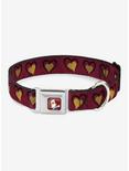 Disney Alice In Wonderland Queens Hearts Seatbelt Buckle Dog Collar, RED, hi-res