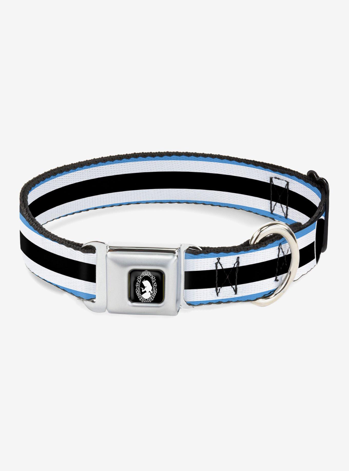 Disney Alice In Wonderland Stripe Bow Silhouette Seatbelt Buckle Dog Collar, , hi-res