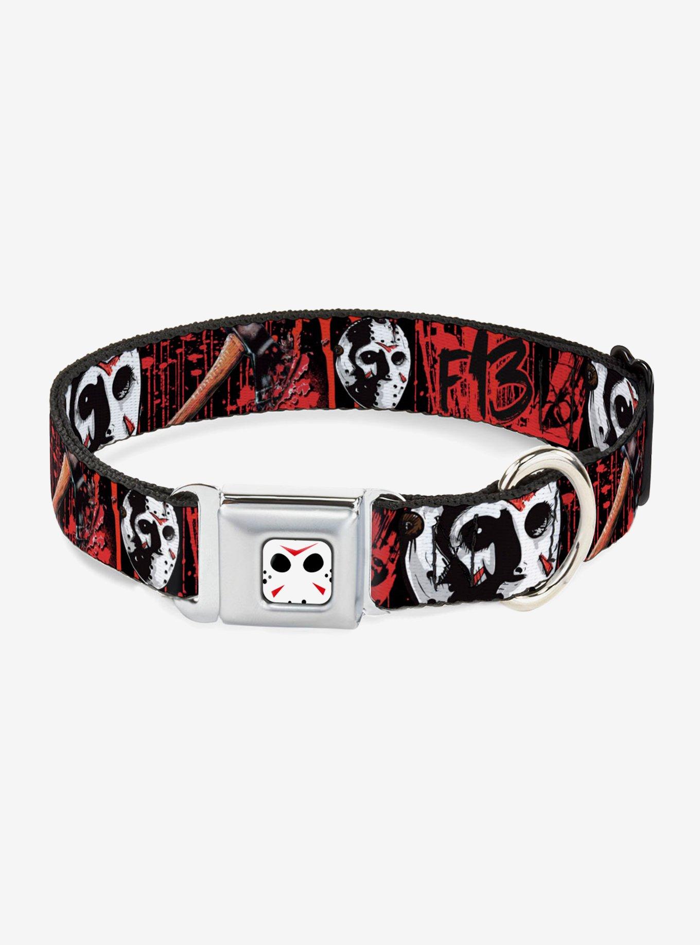 Friday The 13Th Jason Mask Blood Splatter Seatbelt Buckle Dog Collar, , hi-res