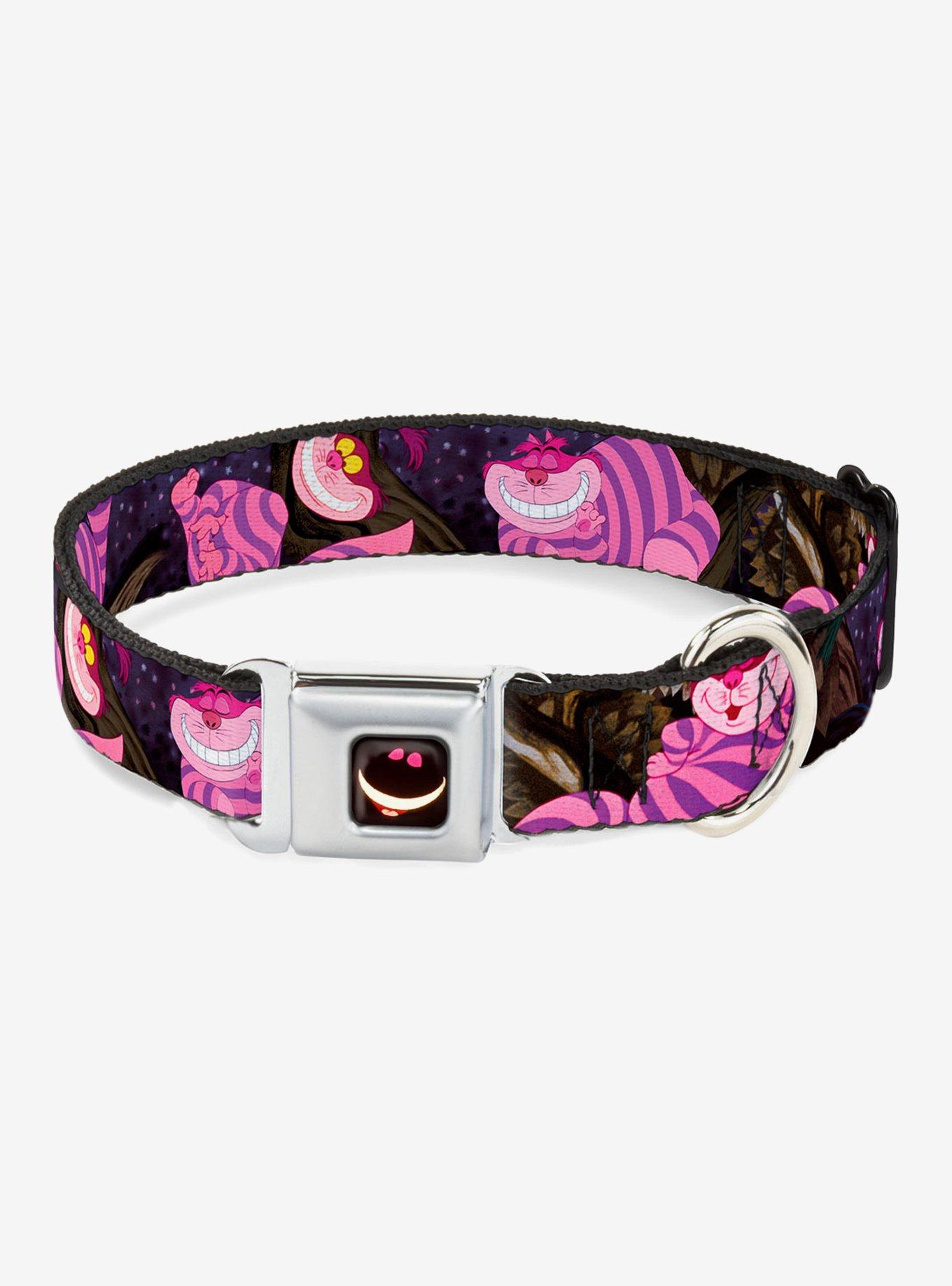 Disney Alice In Wonderland Cheshire Cat Tree Poses Seatbelt Buckle Dog Collar, MULTICOLOR, hi-res