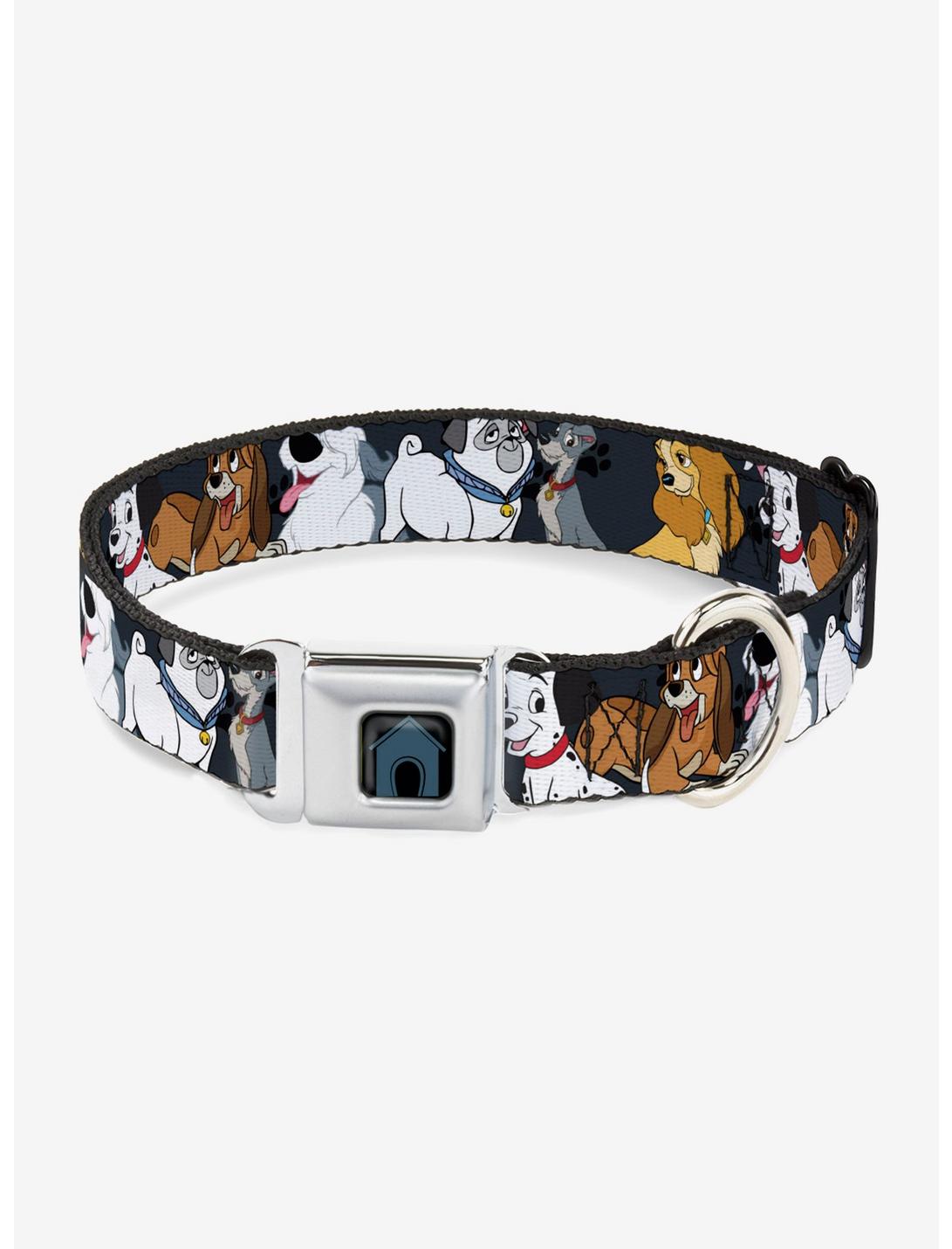 Disney Dogs Group Collage Seatbelt Buckle Dog Collar, GREY, hi-res