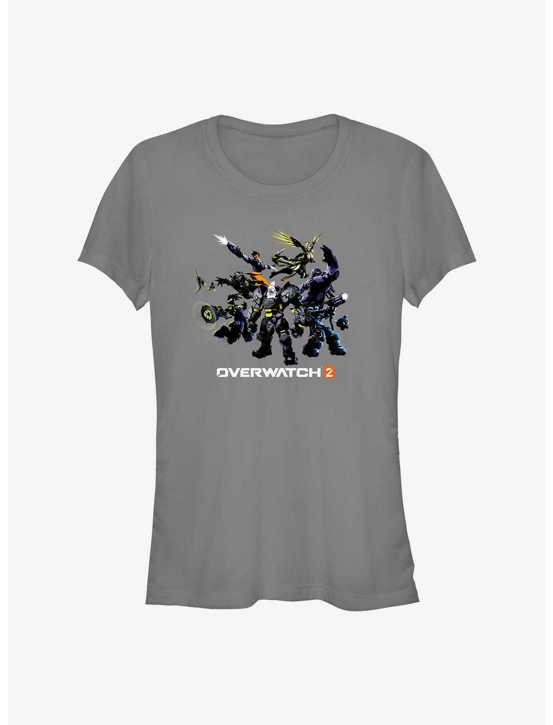 Overwatch 2 Group Action Shot Girls T-Shirt, CHARCOAL, hi-res