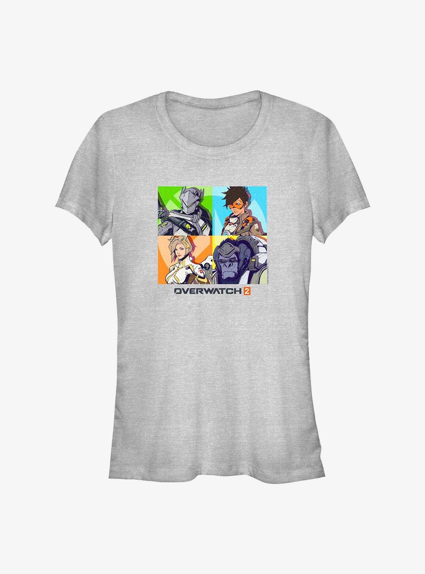 Overwatch 2 Genji, Tracer, Mercy, & Winston Girls T-Shirt, ATH HTR, hi-res