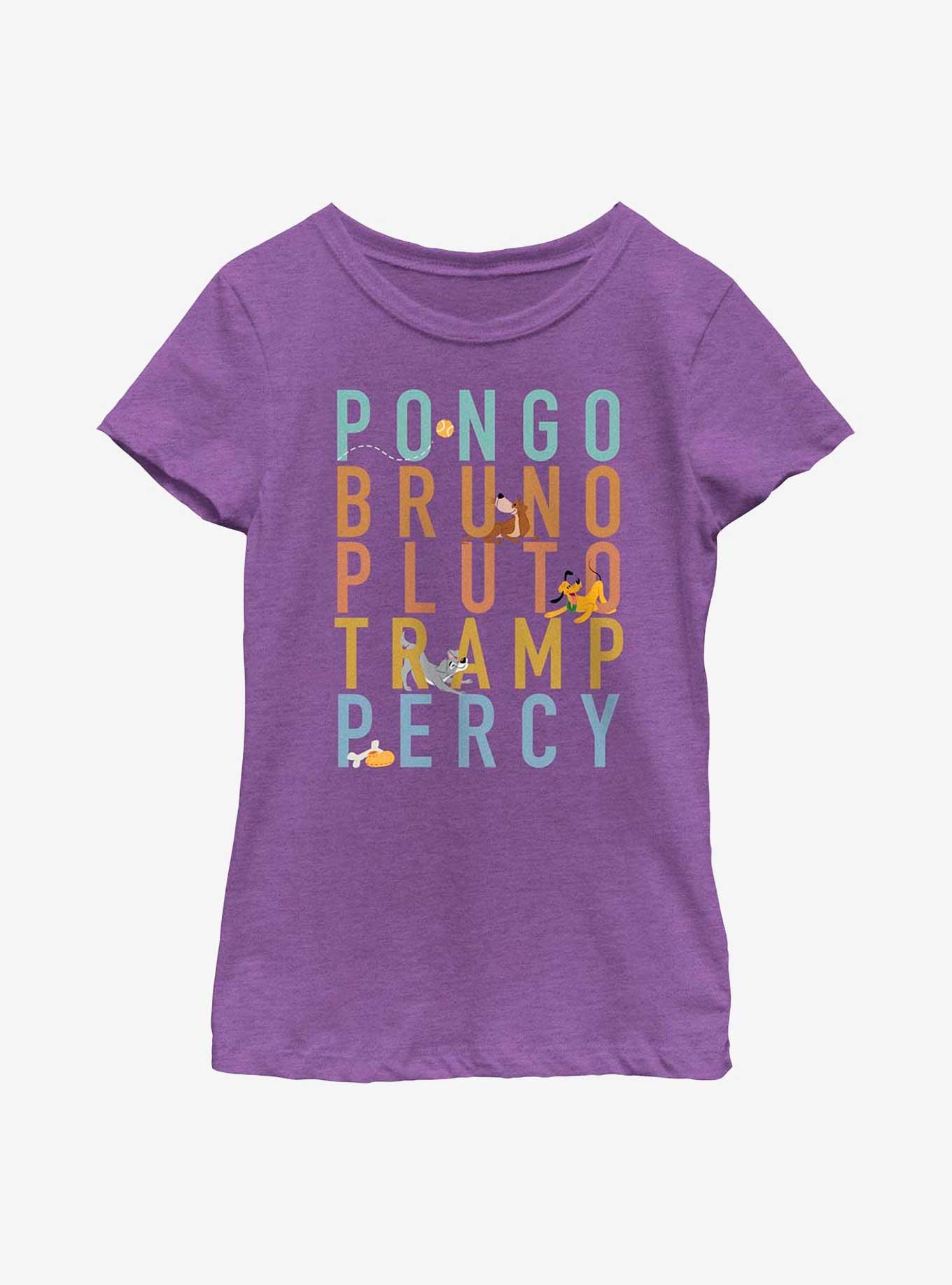 Disney Channel Pongo, Bruno, Pluto, Tramp, Percy Youth Girls T-Shirt, PURPLE BERRY, hi-res