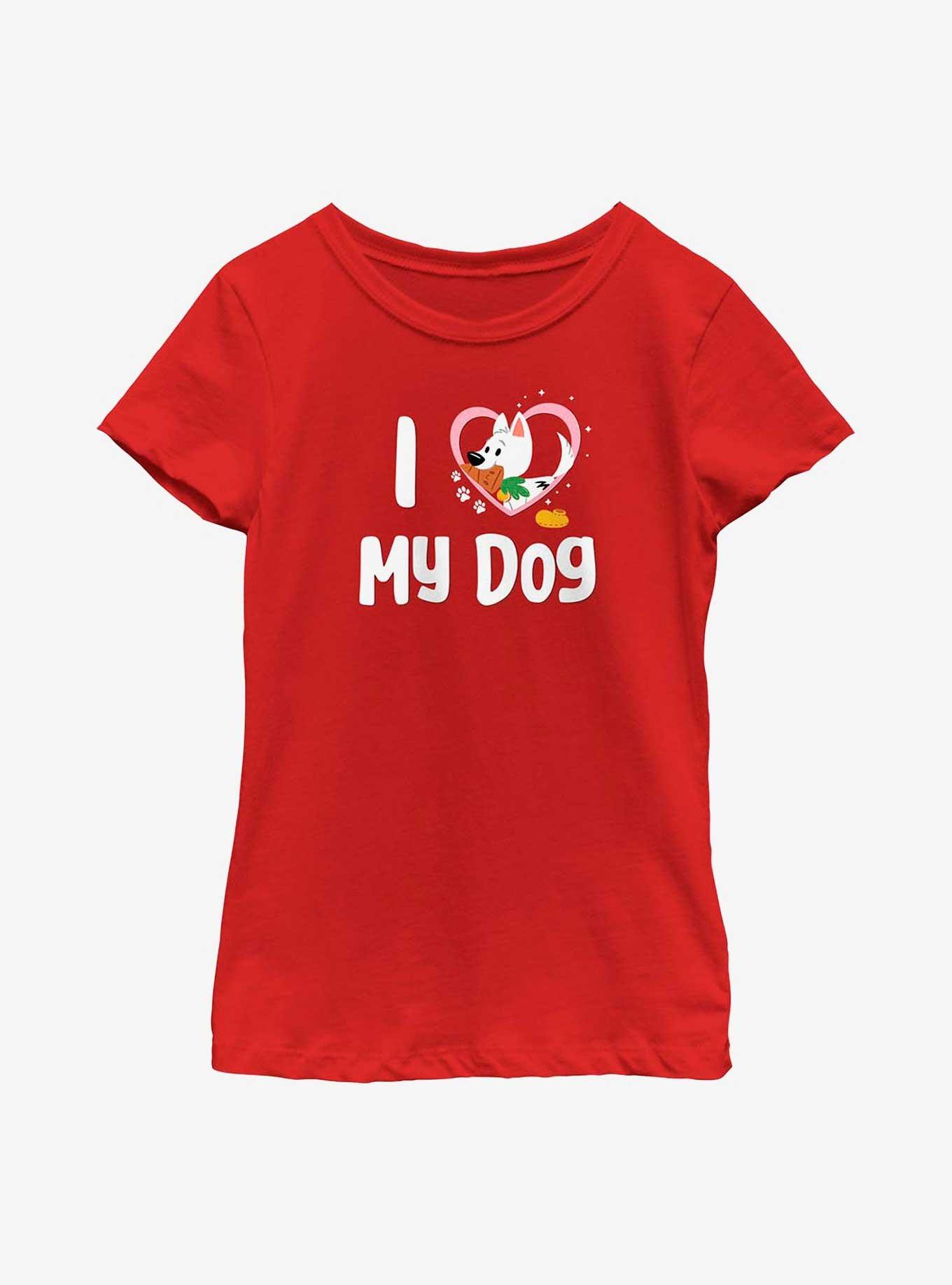 Disney Bolt Love My Dog Youth Girls T-Shirt, RED, hi-res