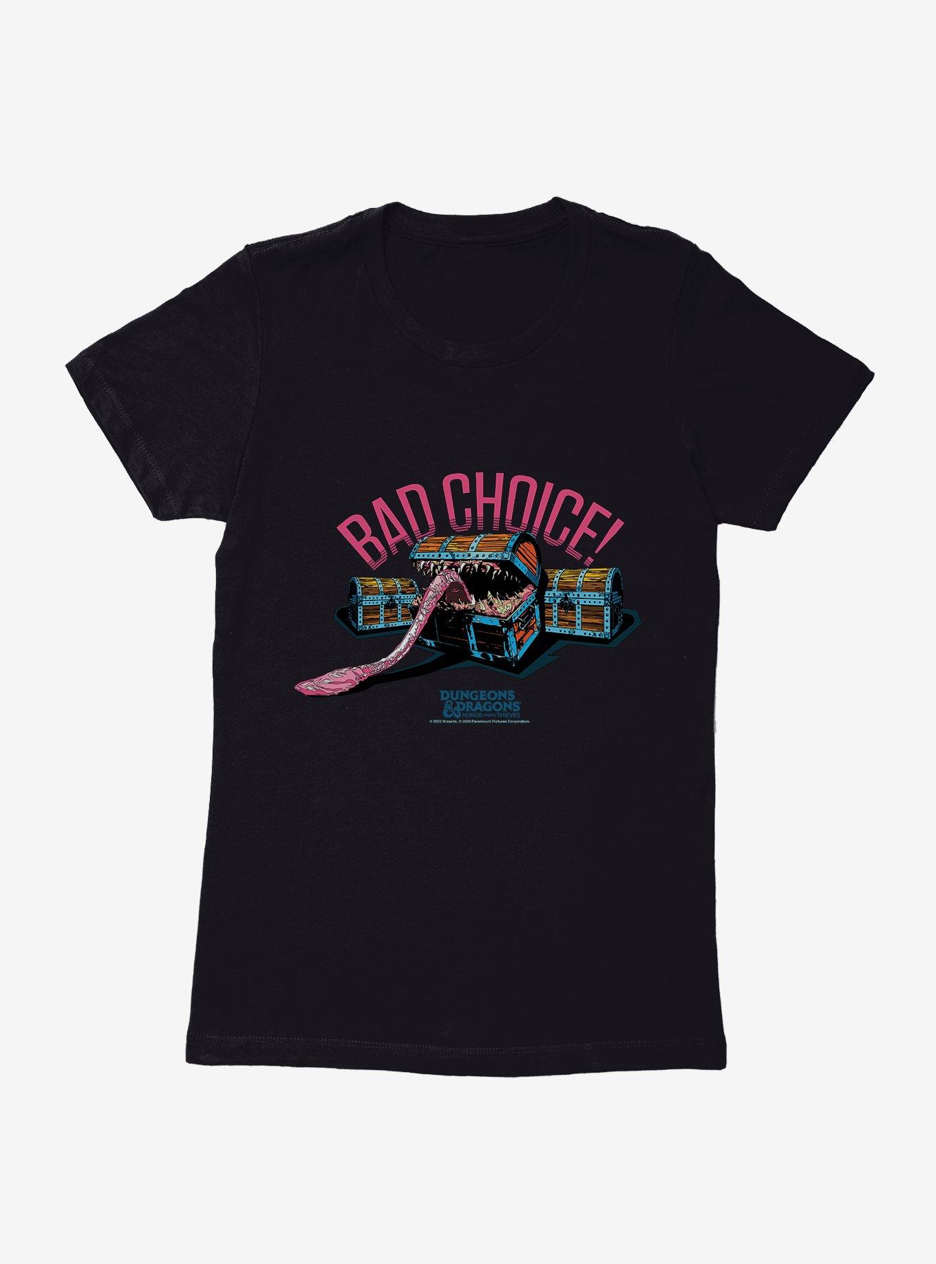 Dungeons & Dragons: Honor Among Thieves Bad Choice Mimic Womens T-Shirt, BLACK, hi-res