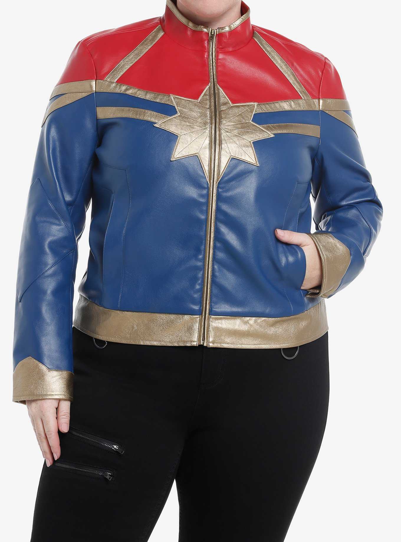 Her Universe Marvel The Marvels Captain Marvel Faux Leather Jacket Plus Size, , hi-res