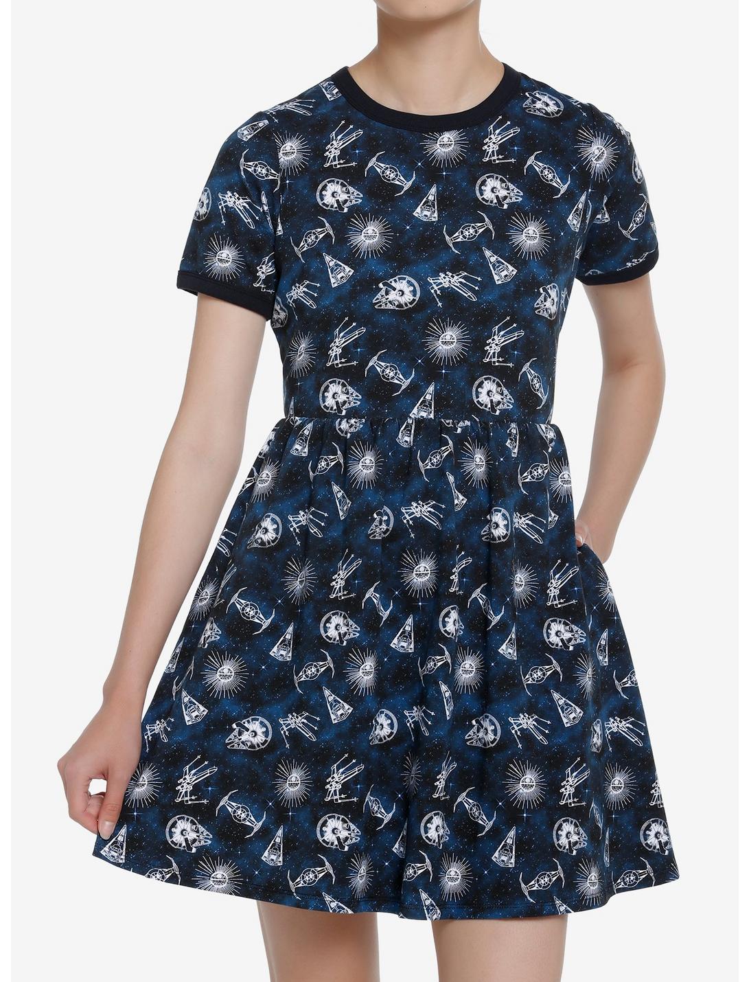 Her Universe Star Wars Spaceships T-Shirt Dress Her Universe Exclusive, MULTI, hi-res