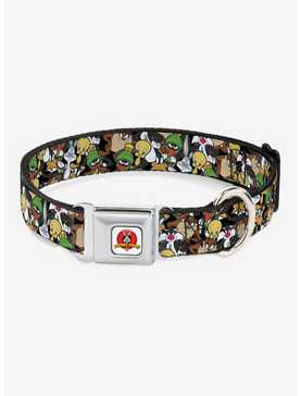 Looney Tunes 6 Character Stacked Collage Seatbelt Buckle Dog Collar, , hi-res