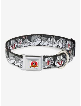 Looney Tunes Bugs Bunny Close Up Poses Charcoal Seatbelt Buckle Dog Collar, , hi-res